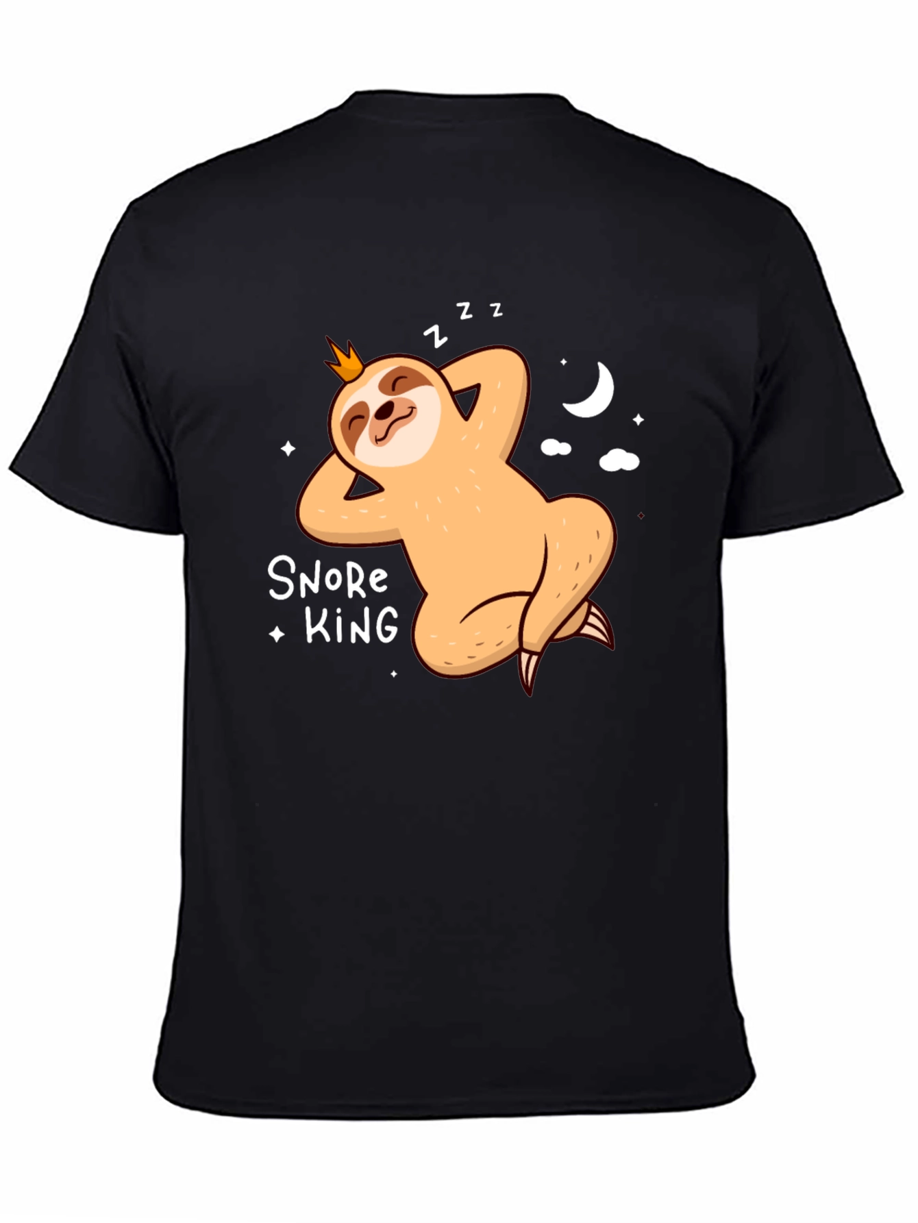 Black Snore King Sloth T-Shirt view 4