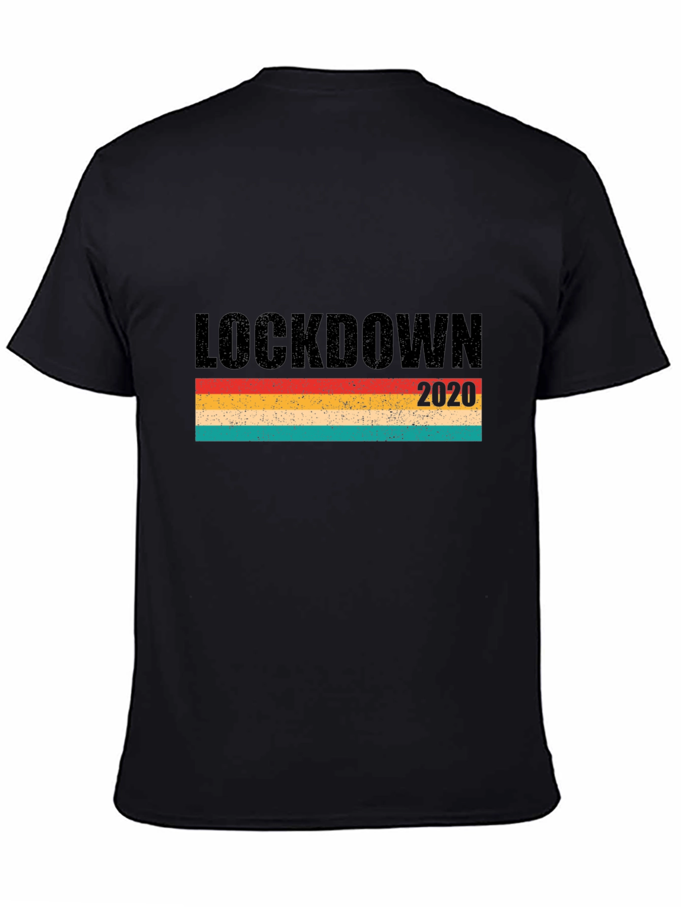 Black Lockdown 2020 Retro T-Shirt view 4
