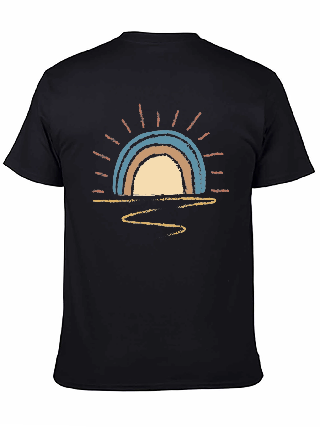 Black Sunset Rainbow Graphic Tee - Soft Cotton Blend view 4