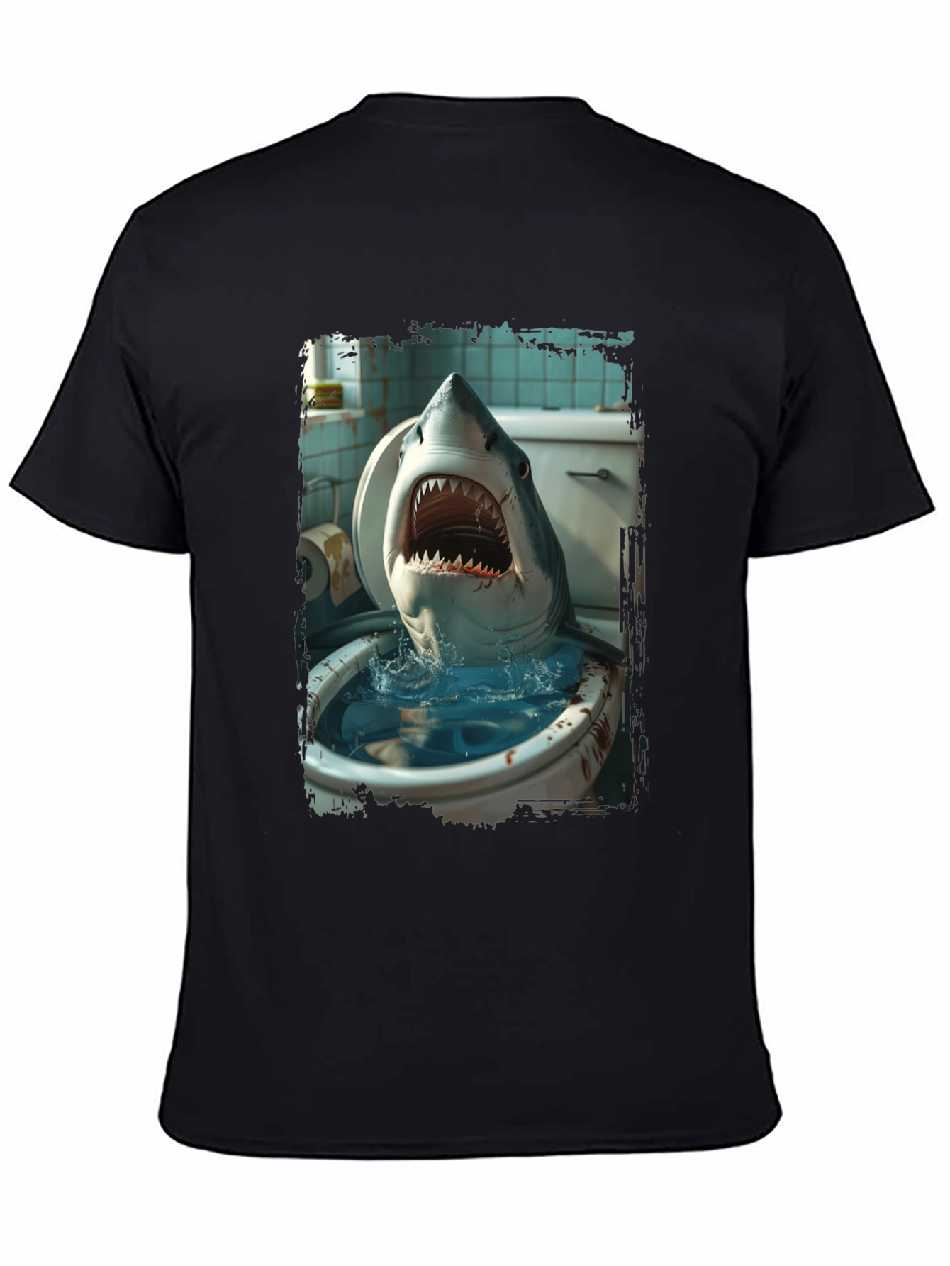 Black Shark Toilet Humor T-Shirt view 4