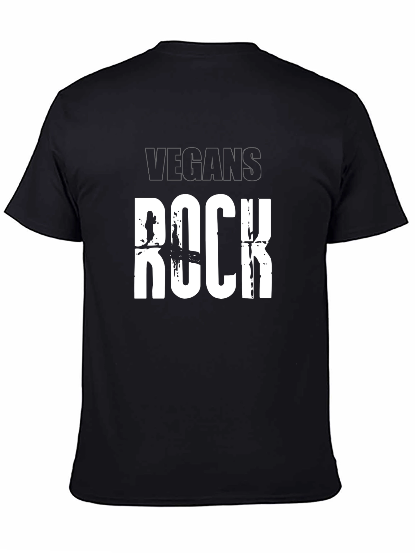 Black Vegans Rock Graphic Print Black T-Shirt view 4