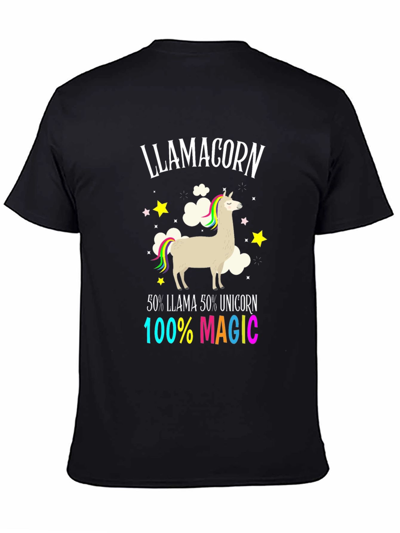 Black Llamacorn T-Shirt - 50% Llama 50% Unicorn 100% Magic view 4