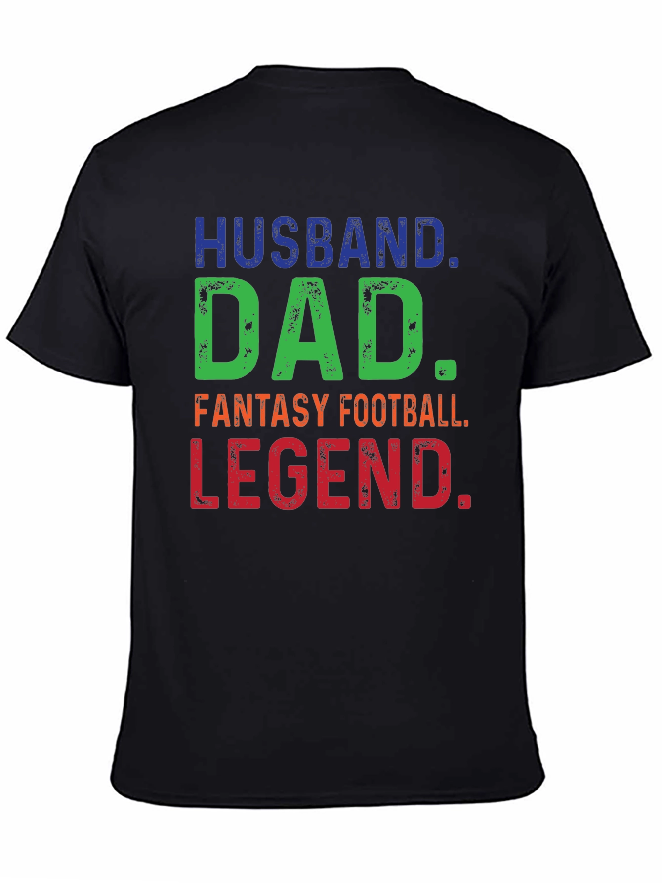 Black Husband Dad Fantasy Football Legend T-Shirt view 4