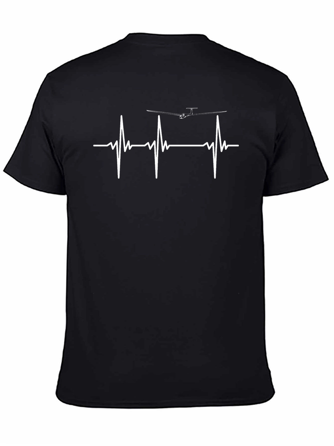 Black Pilot Heartbeat T-Shirt - Airplane Design view 4