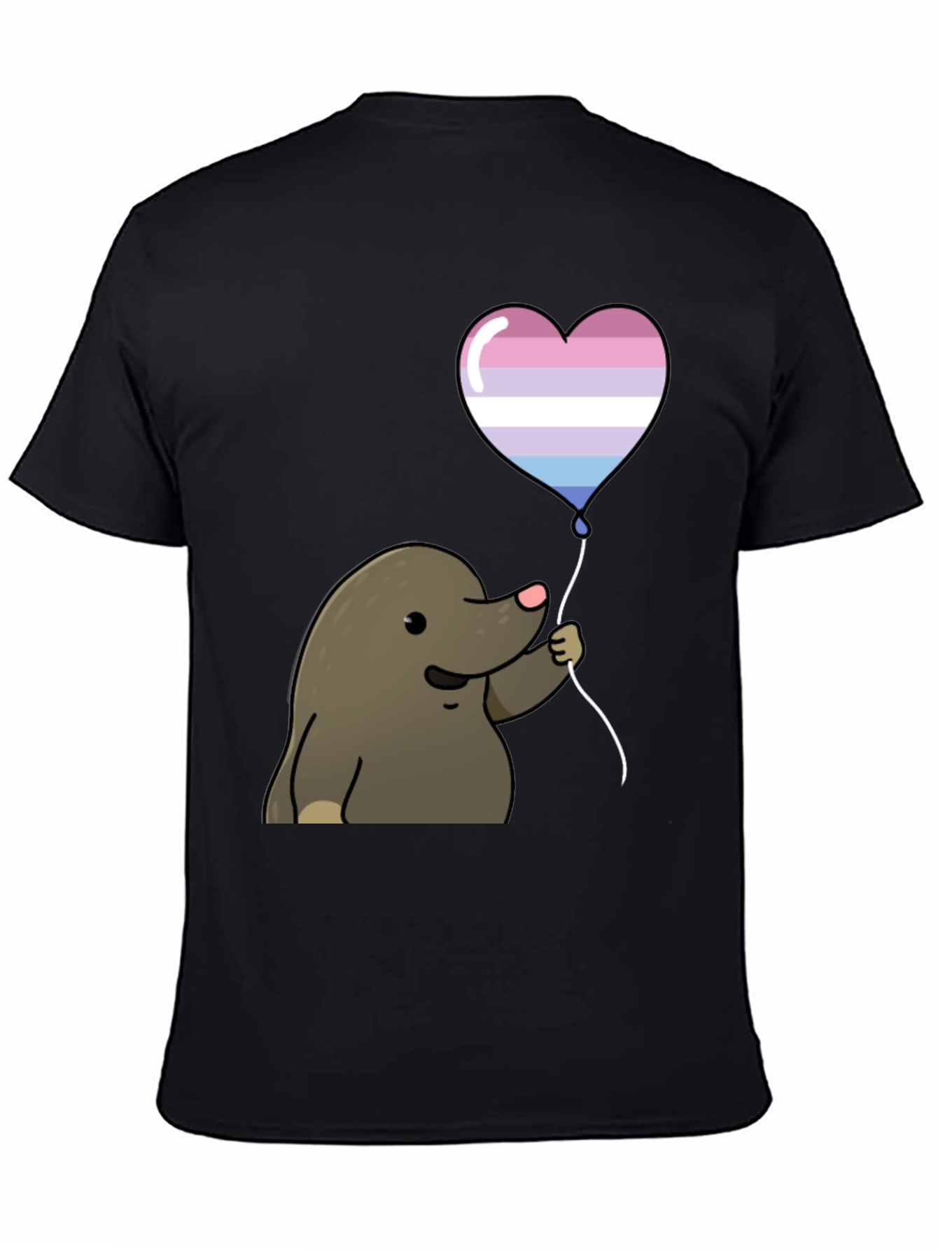 Black Mole with Transgender Pride Heart Balloon T-Shirt view 4