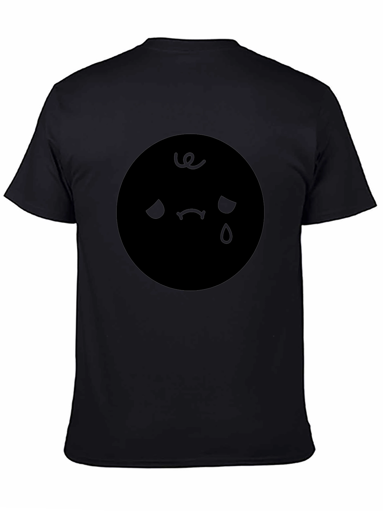 Black Sad Emoji Graphic Black T-Shirt view 4