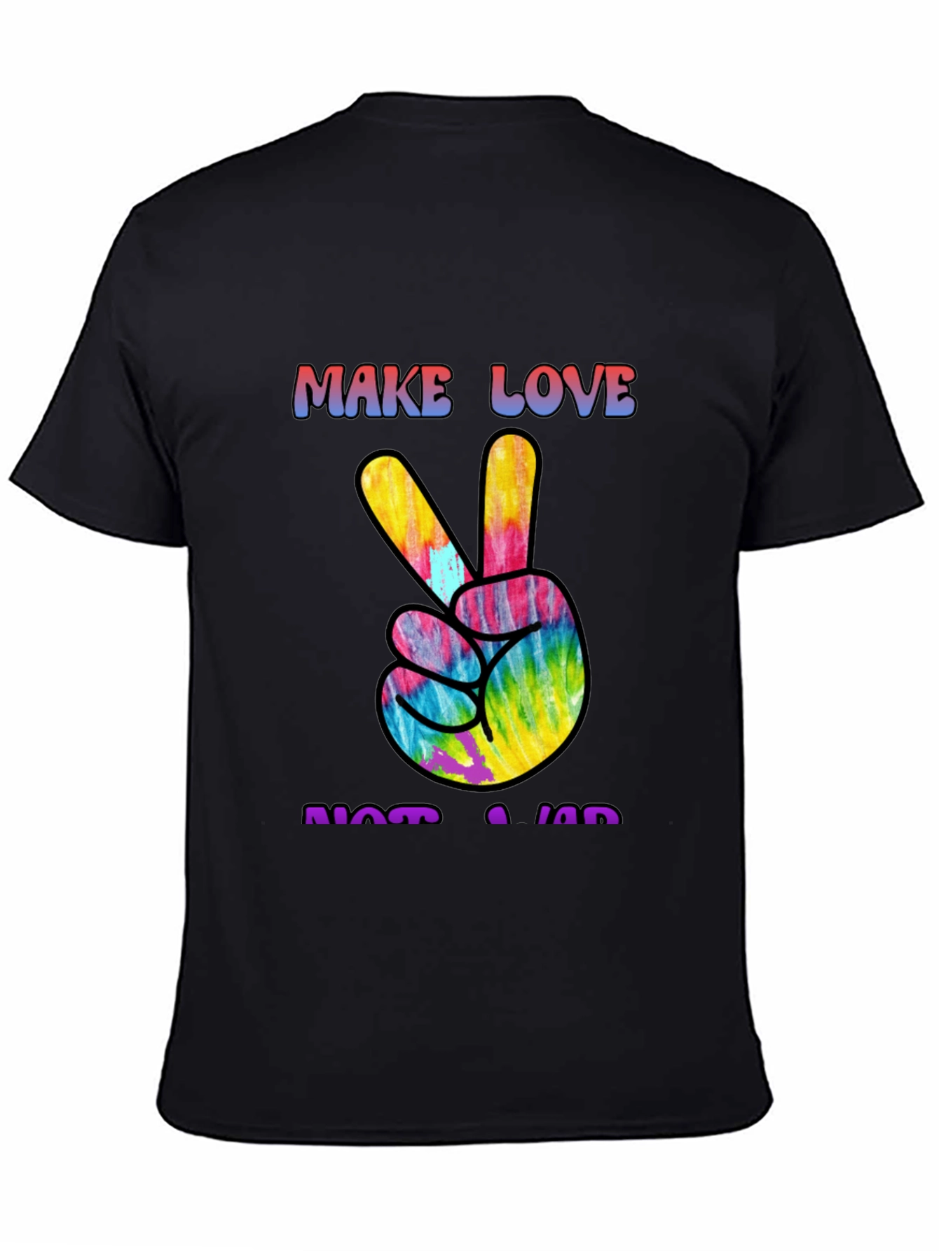 Black Make Love Not War Tie Dye Peace Sign Graphic Tee view 4