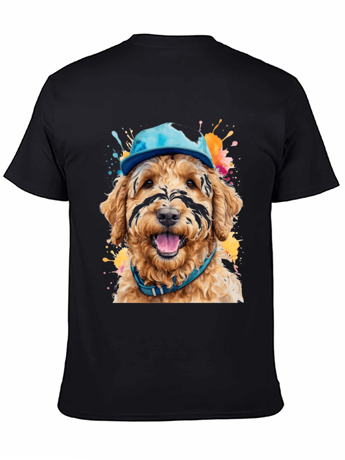 Black Dog in Hat T-Shirt - Unique Artistic Design view 4