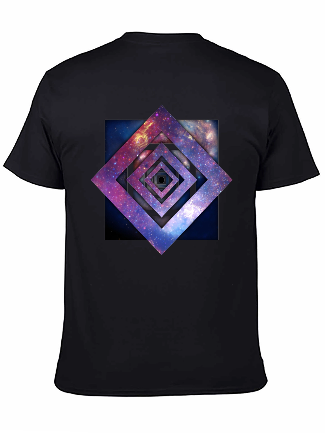 Black Galaxy Square Graphic Tee - Black Cotton T-Shirt view 4