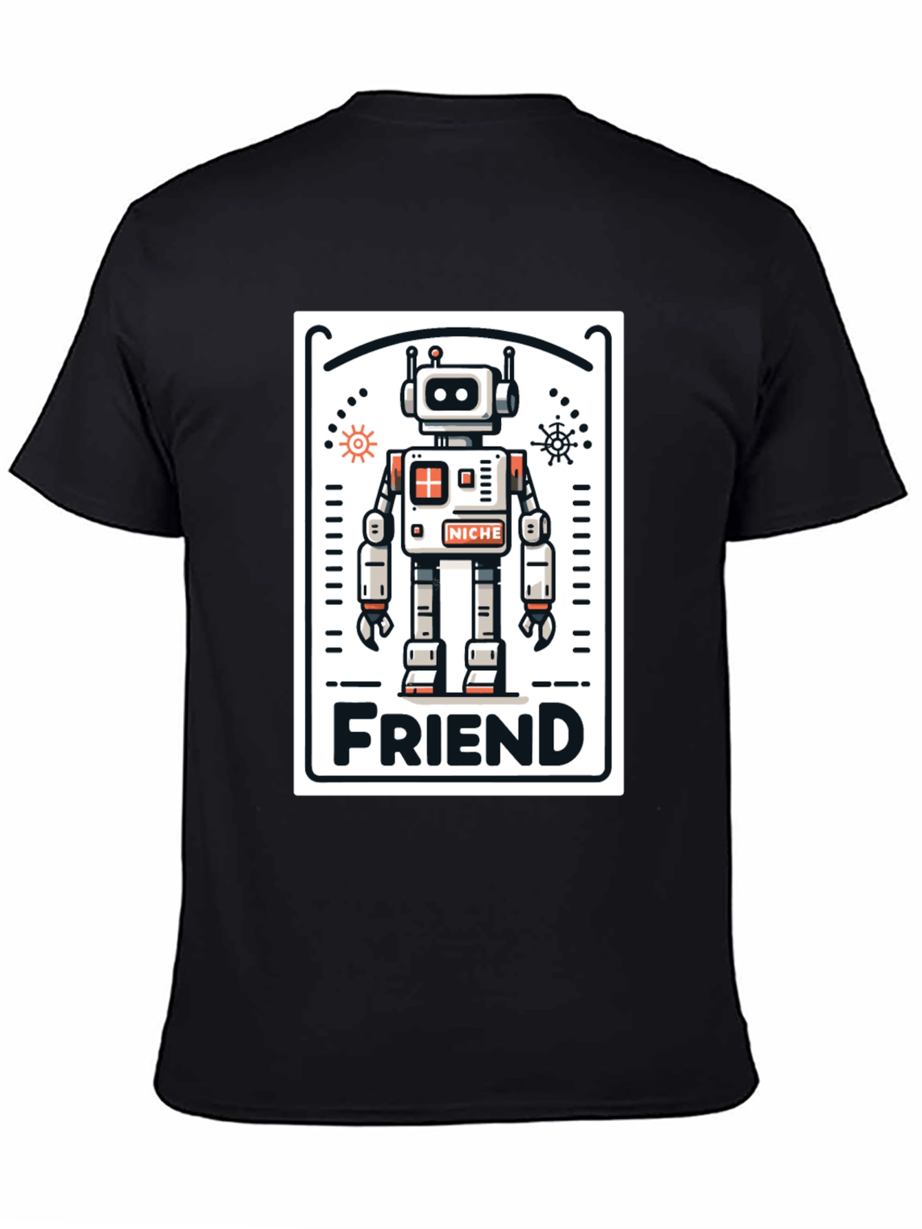 Black Robot Friend Graphic Tee - Black view 4