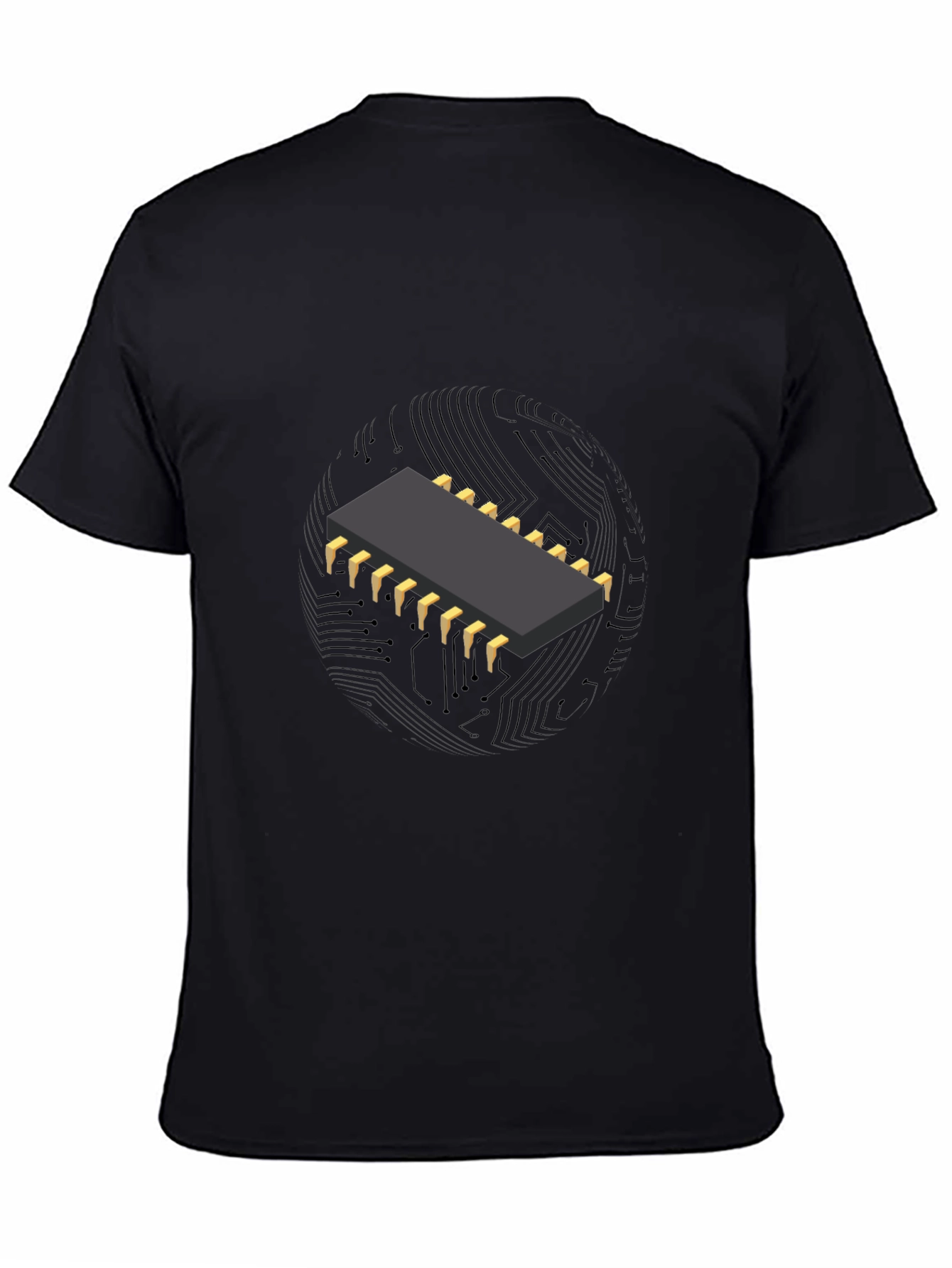 Black Circuit Chip Graphic T-Shirt - Cool Tech Tee view 4