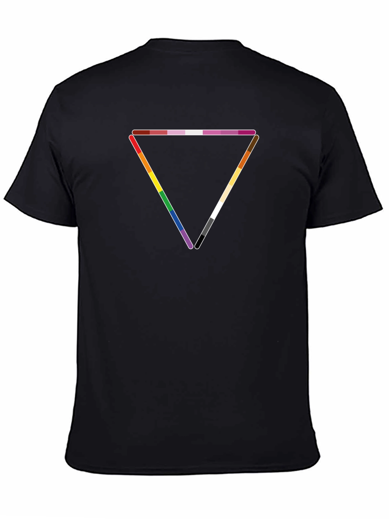 Black LGBTQ+ Pride Triangle Graphic T-Shirt view 4
