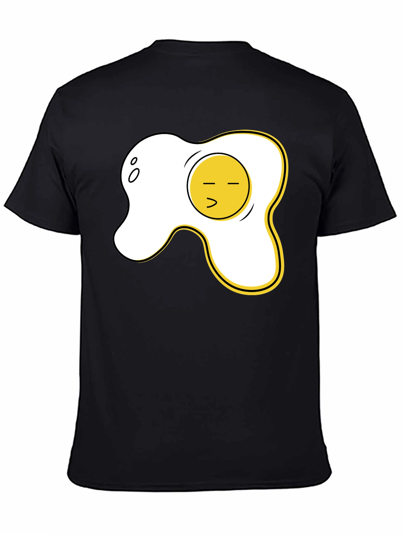 Black Funny Fried Egg Graphic Tee - Casual Black T-Shirt view 4