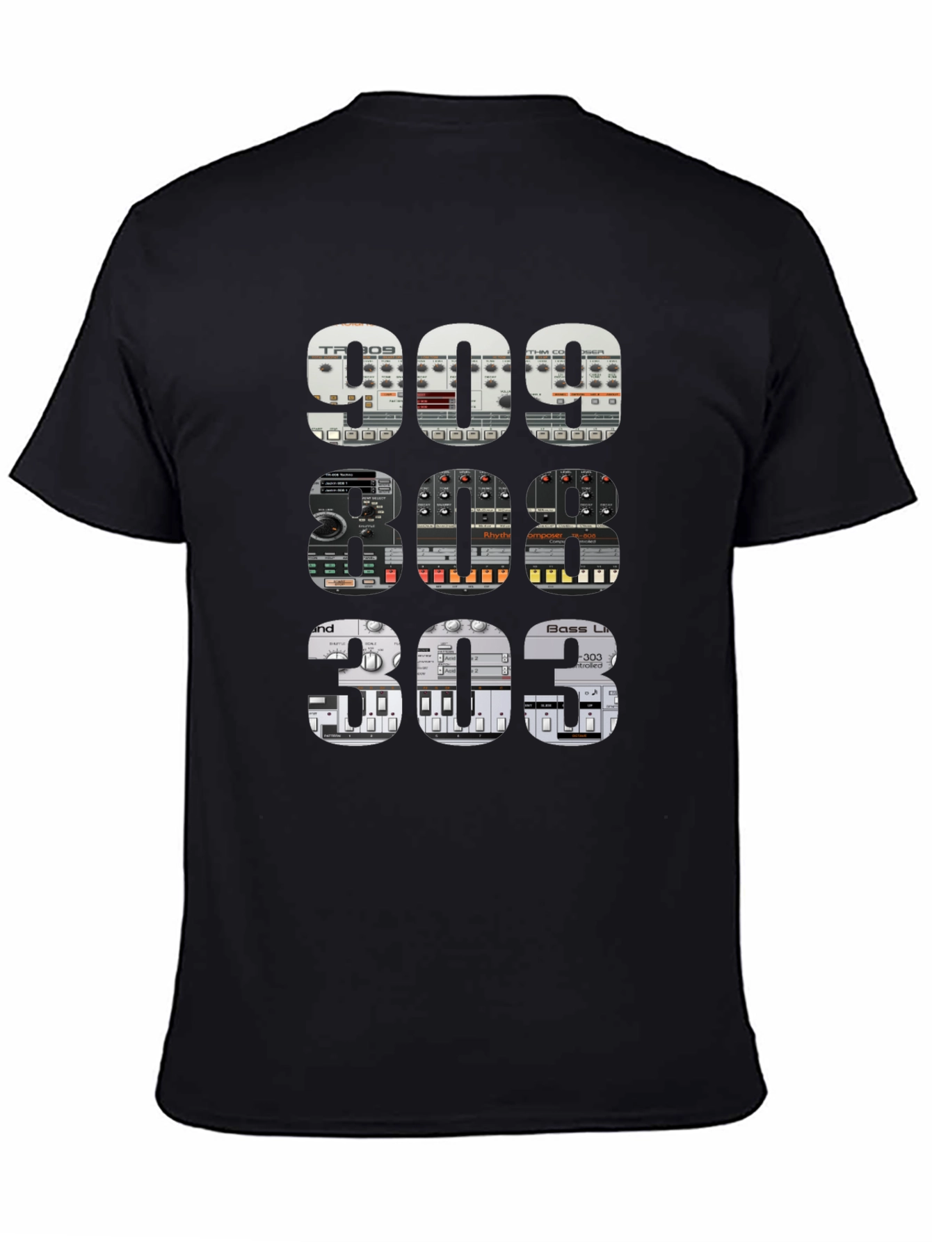 Black 909 808 303 Synth T-Shirt - Music Producer view 4