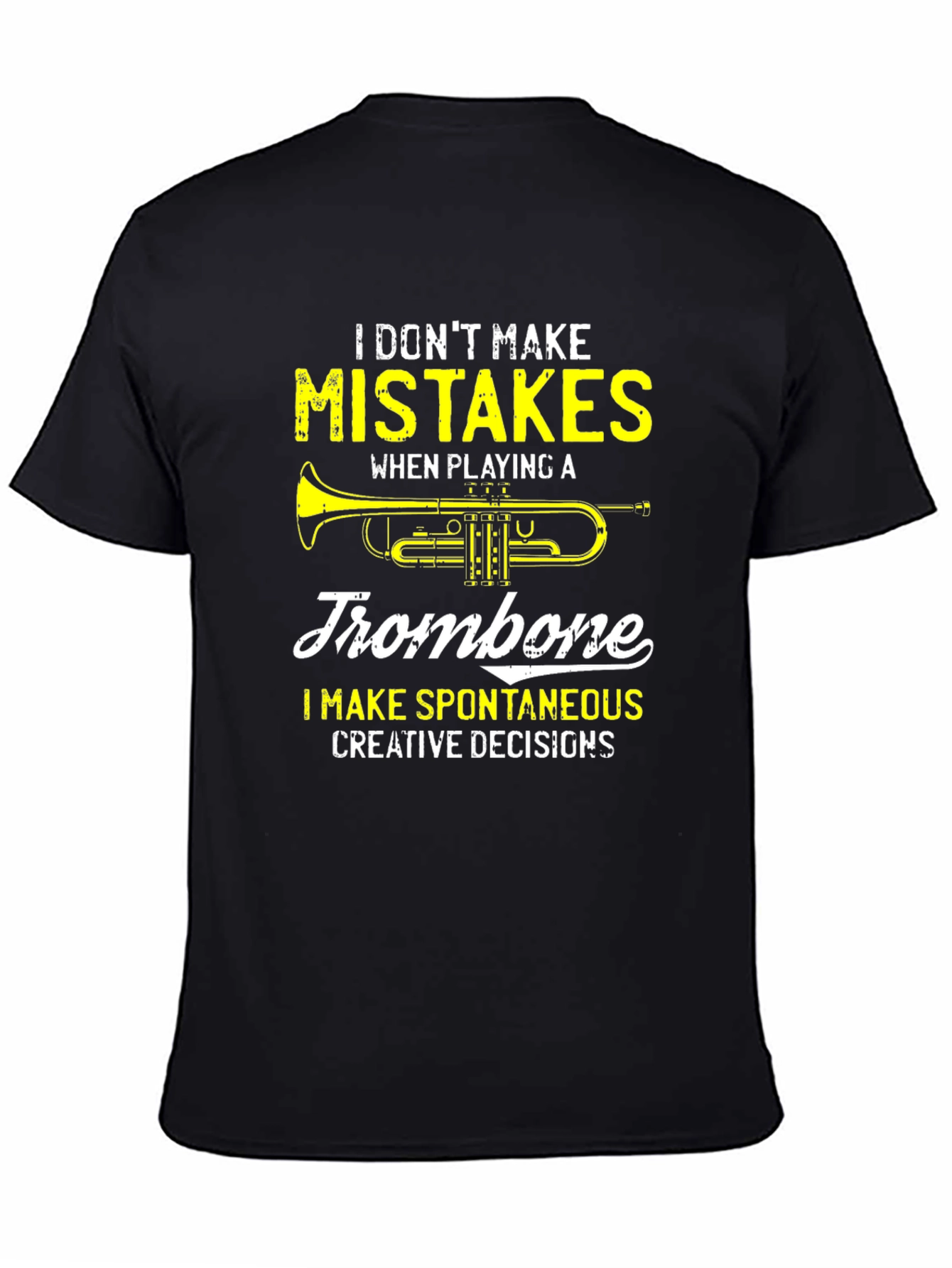 Black Trombone Player T-Shirt - Spontaneous Creative Decisions view 4