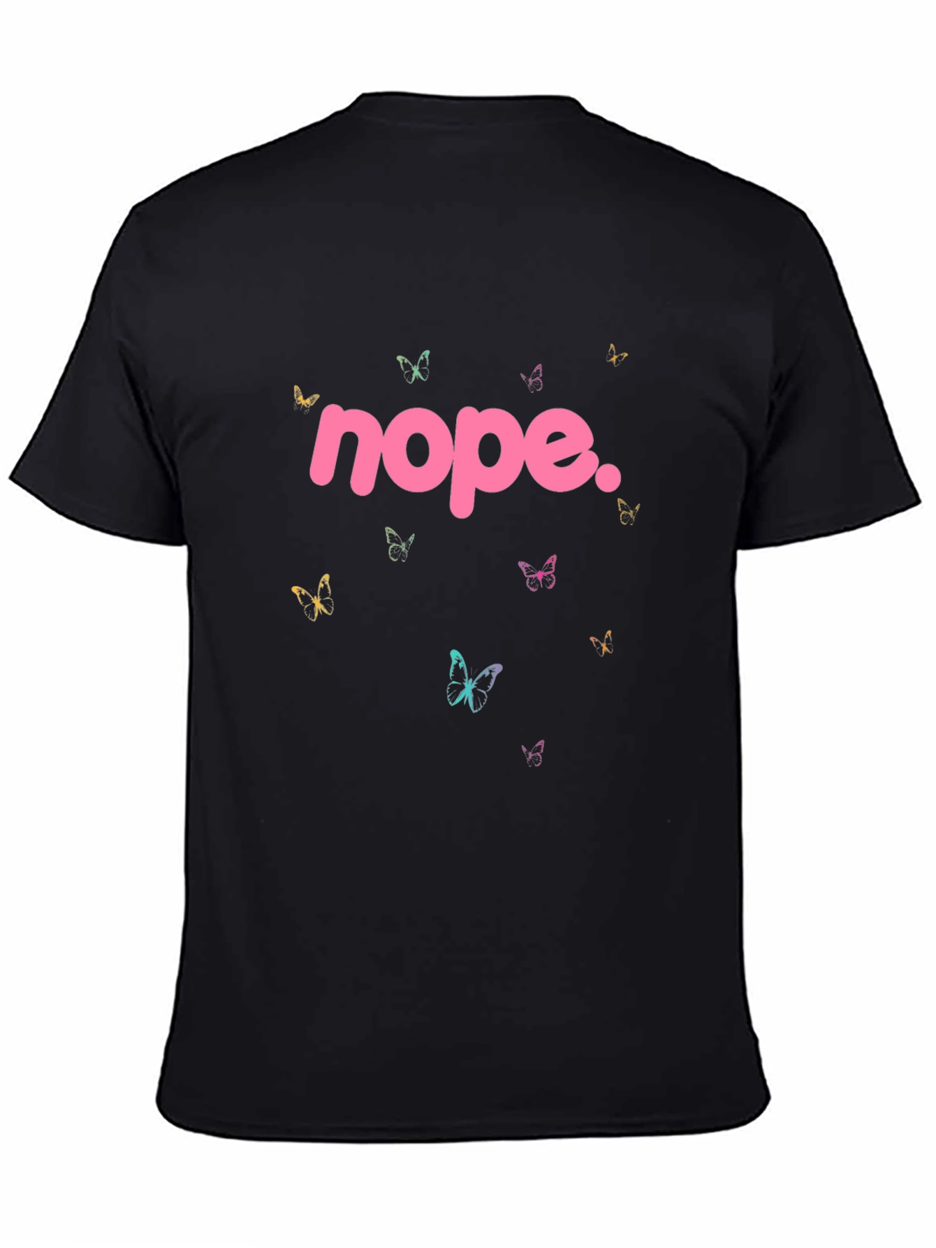 Black Nope Butterfly Graphic Tee - Trendy Casual Style view 4