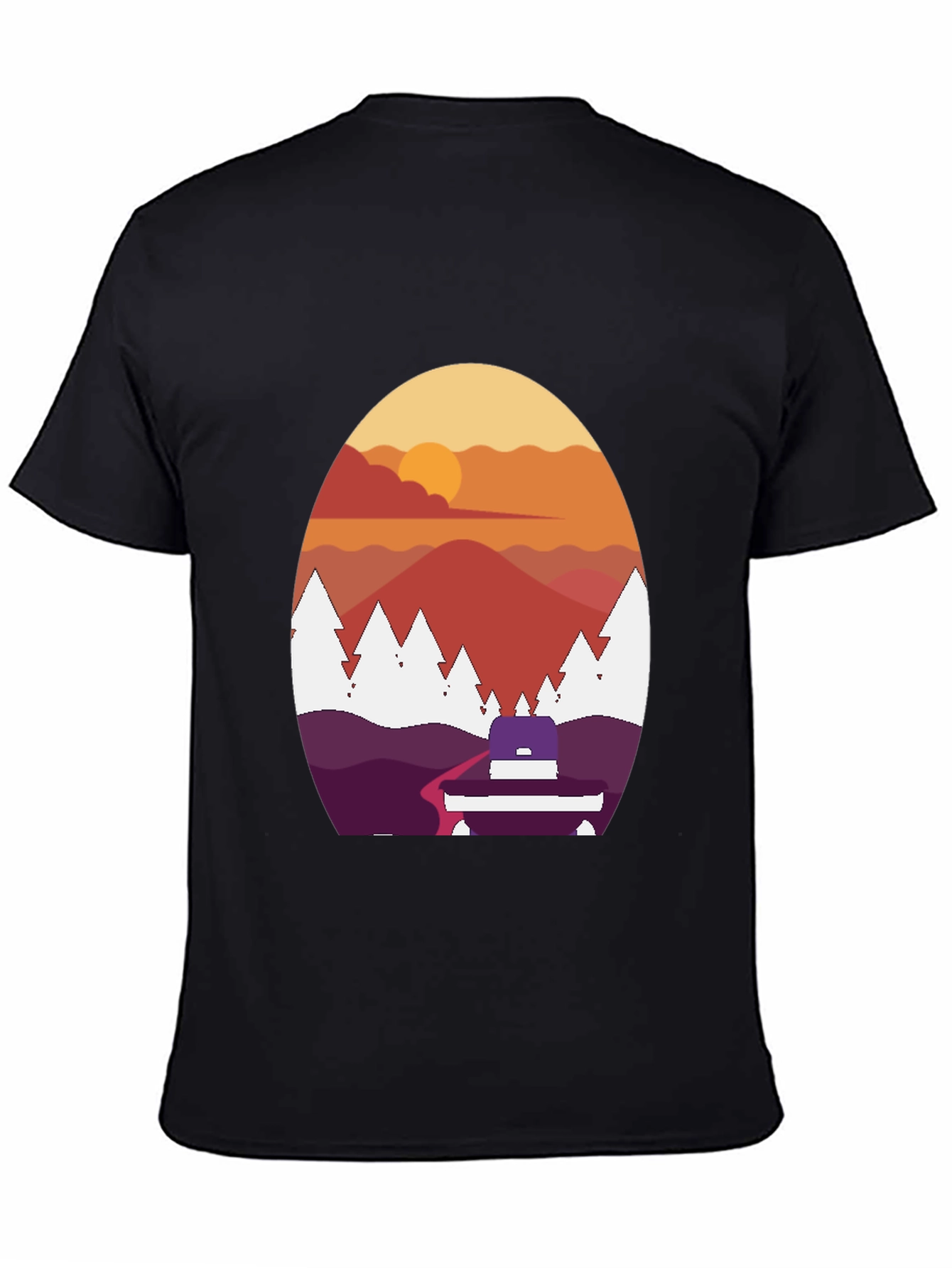 Black Sunset Mountain Graphic Tee - Black view 4