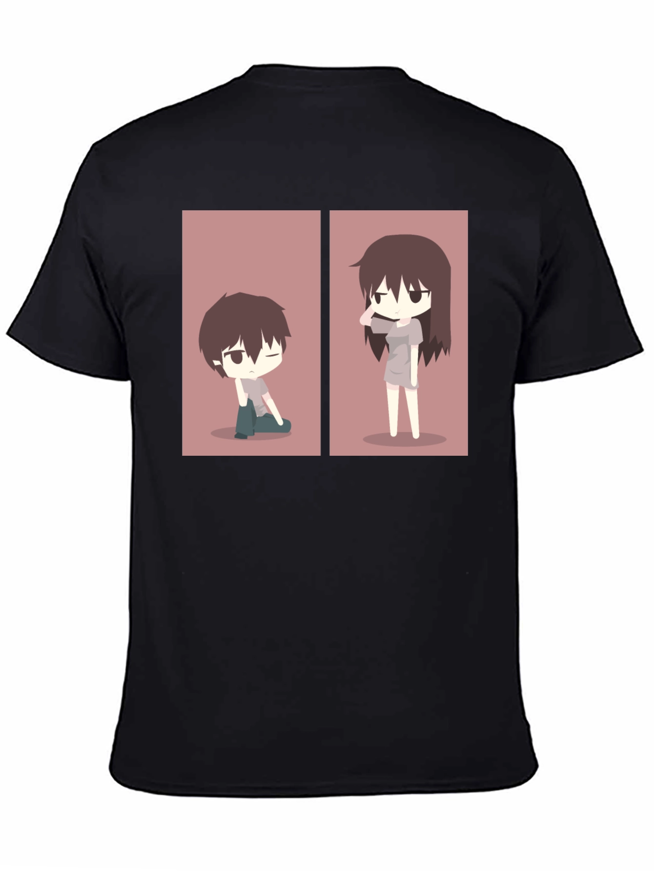 Black Anime Couple Matching T-Shirt - Black view 4