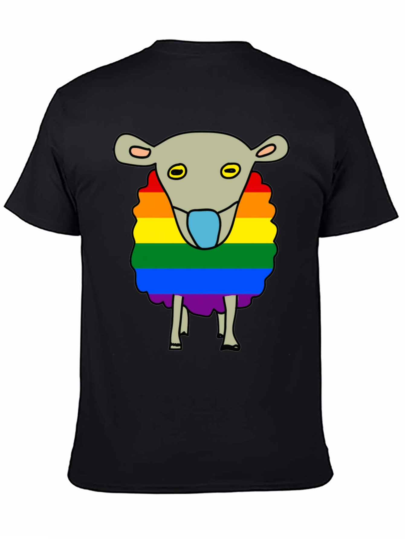 Black Rainbow Sheep Graphic Tee - Black Cotton Blend view 4