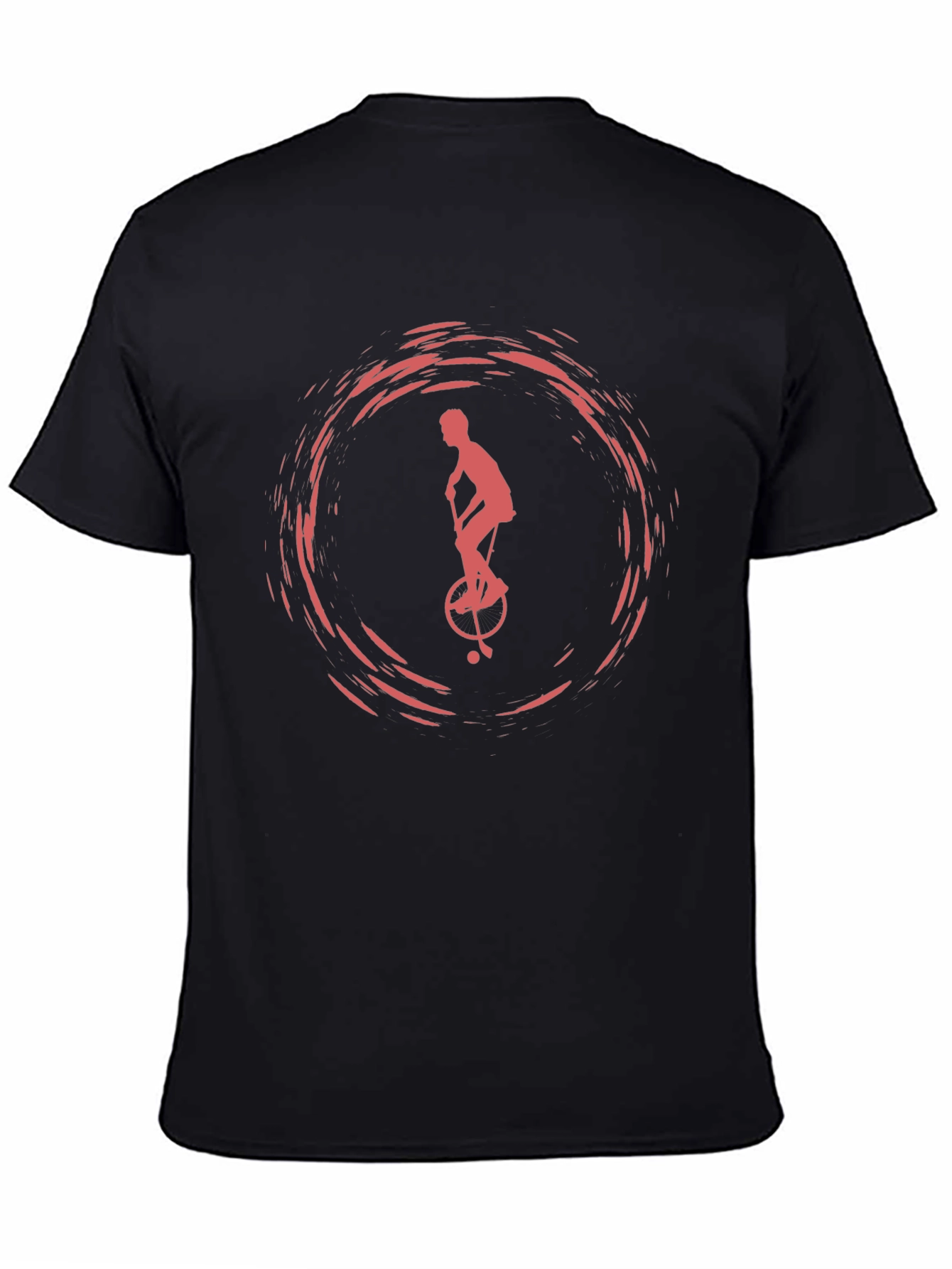 Black Unique Unicycle Graphic Tee - Cool Men's Black T-Shirt view 4