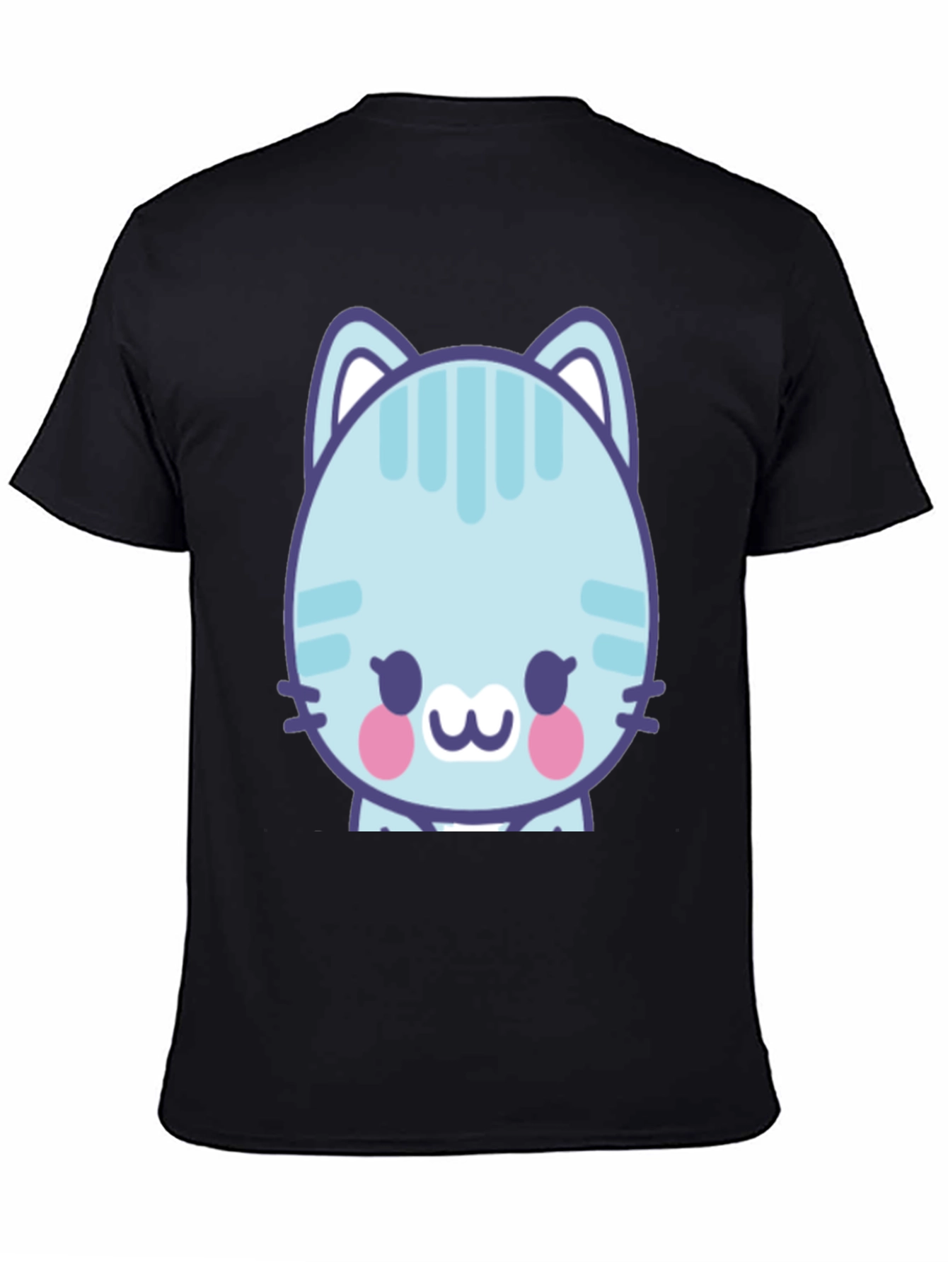 Black Cute Cartoon Cat Graphic T-Shirt - Black view 4