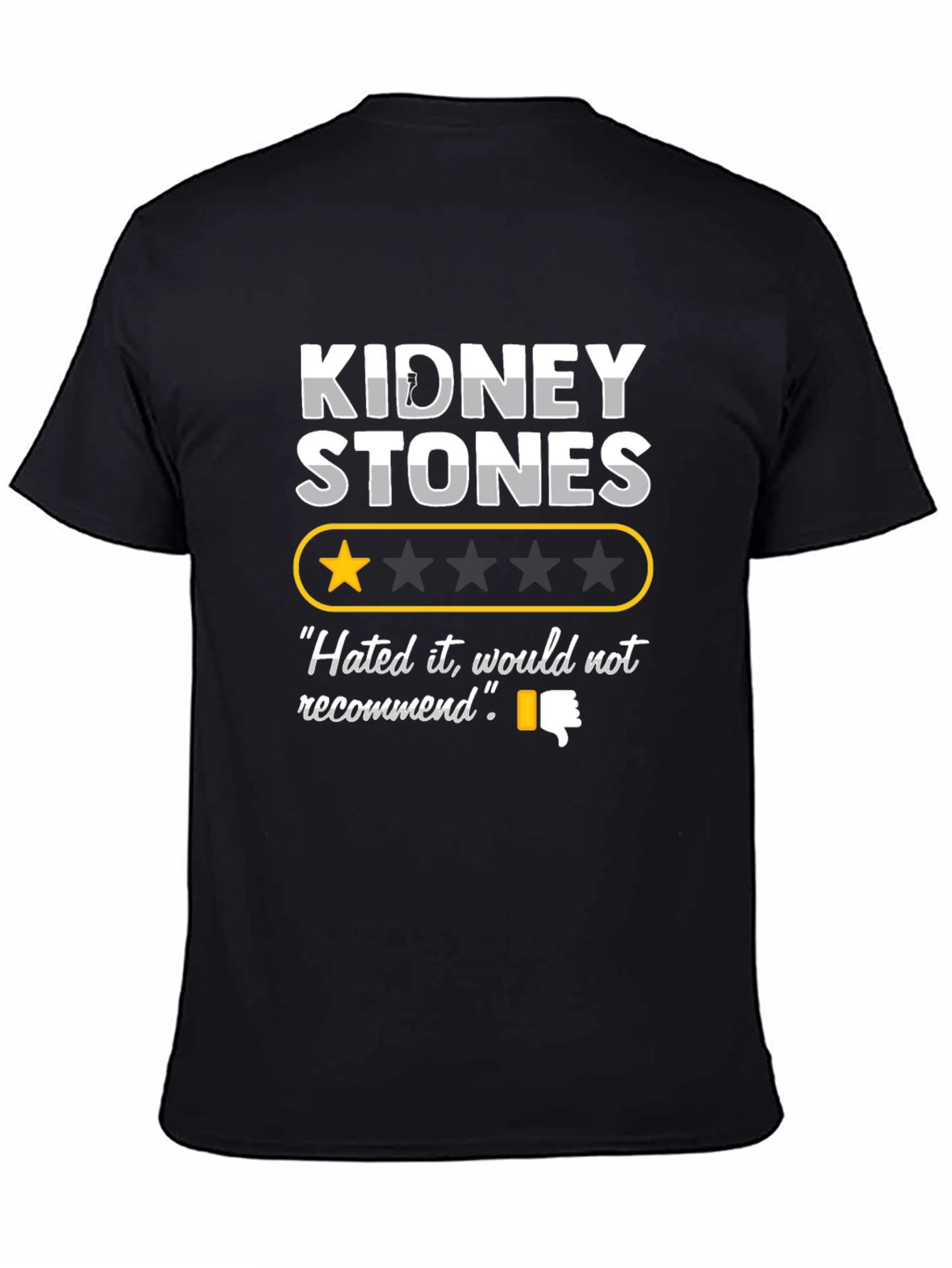 Black Kidney Stones Graphic Tee - One Star Review T-Shirt view 4