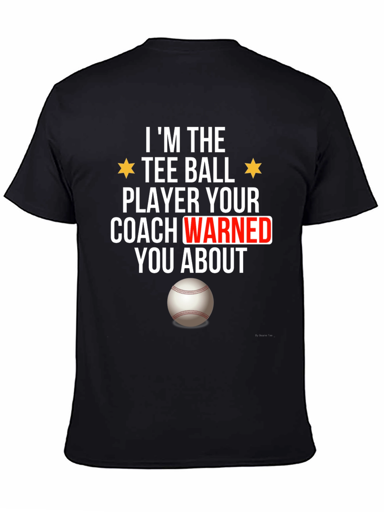 Black Tee Ball Player Funny Graphic T-Shirt view 4