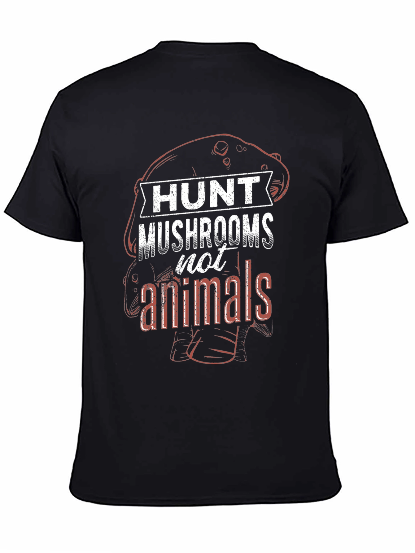 Black Hunt Mushrooms Not Animals Graphic Tee view 4