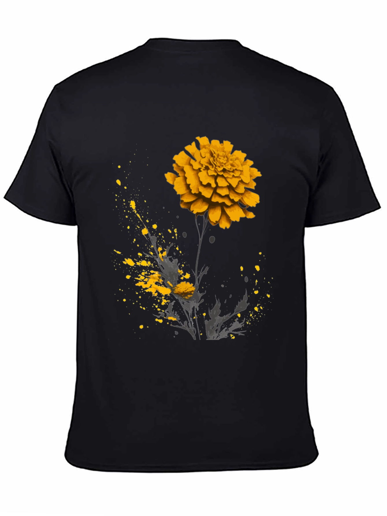Black Floral Graphic Tee - Black T-Shirt with Flower Design view 4