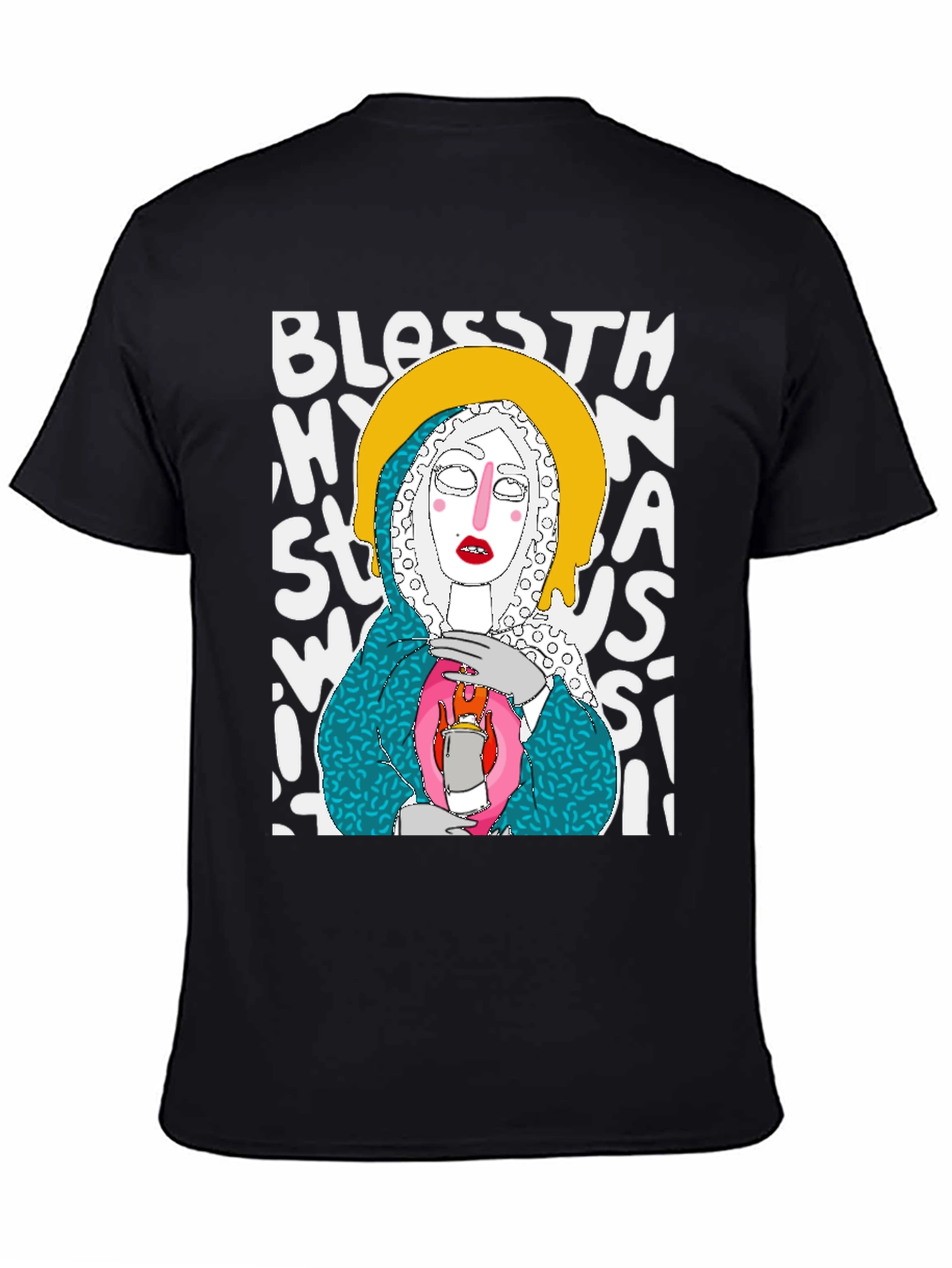Black Artsy Graphic Tee - "Bless This Mess" view 4