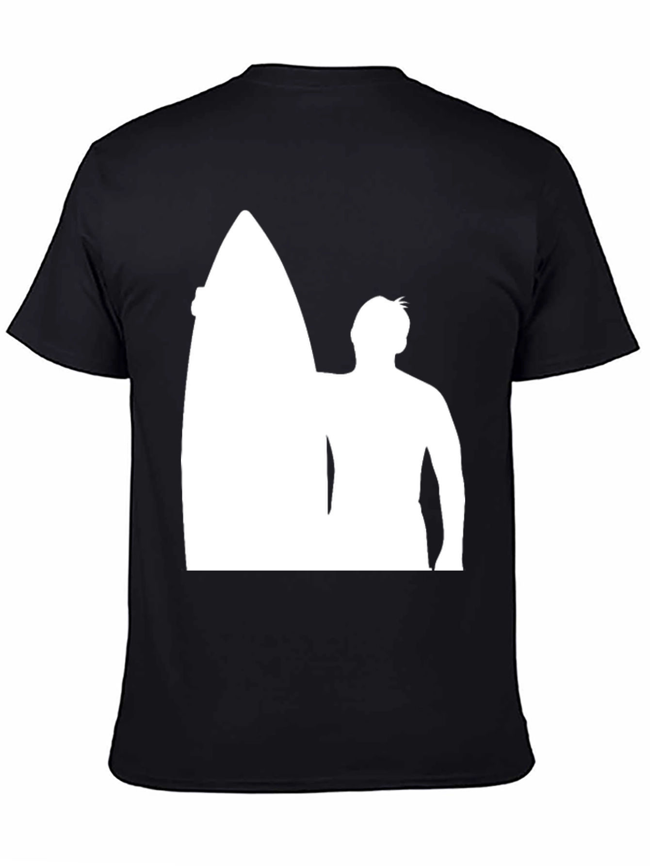 Black Surfer Silhouette Black T-Shirt view 4