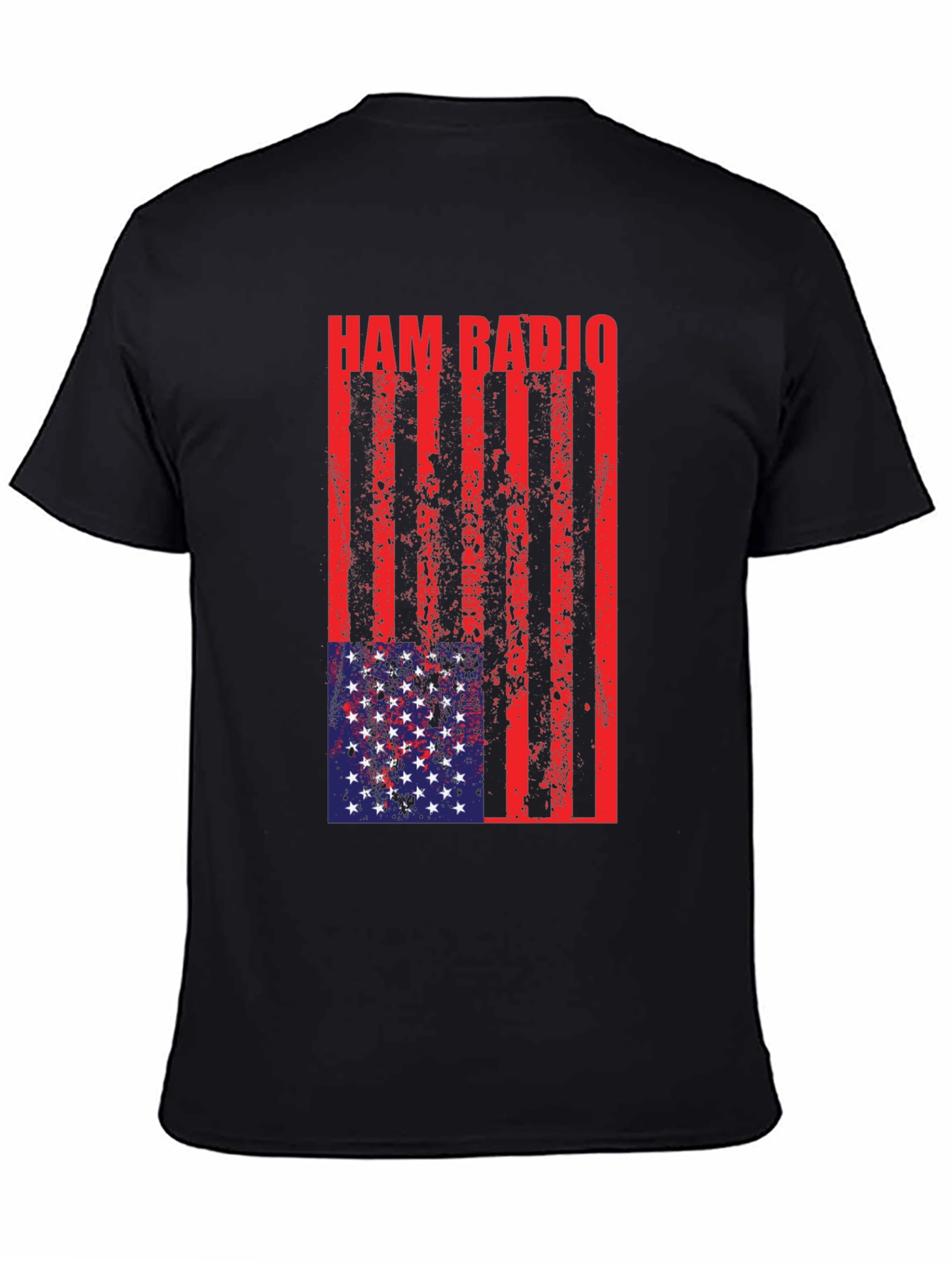 Black Ham Radio USA Flag T-Shirt view 4