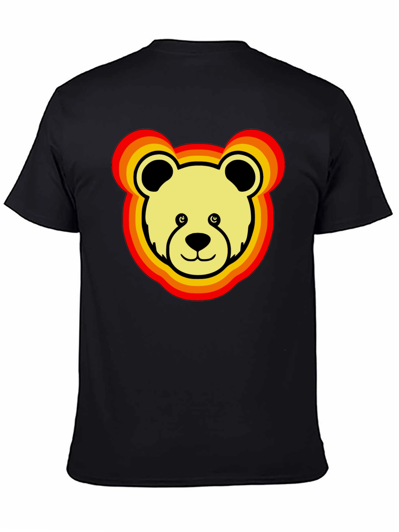 Black Retro Bear Graphic Tee - Black Cotton Blend view 4
