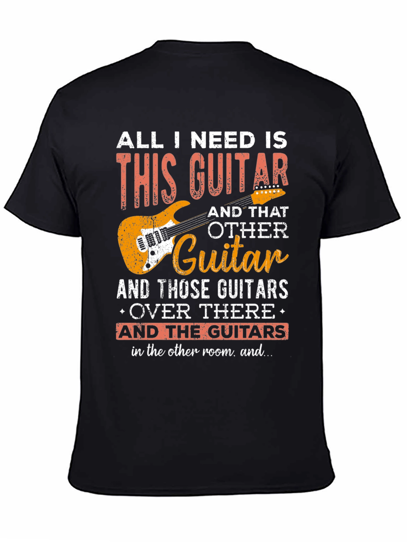 Black Guitar Lover T-Shirt - All I Need Is This Guitar view 4