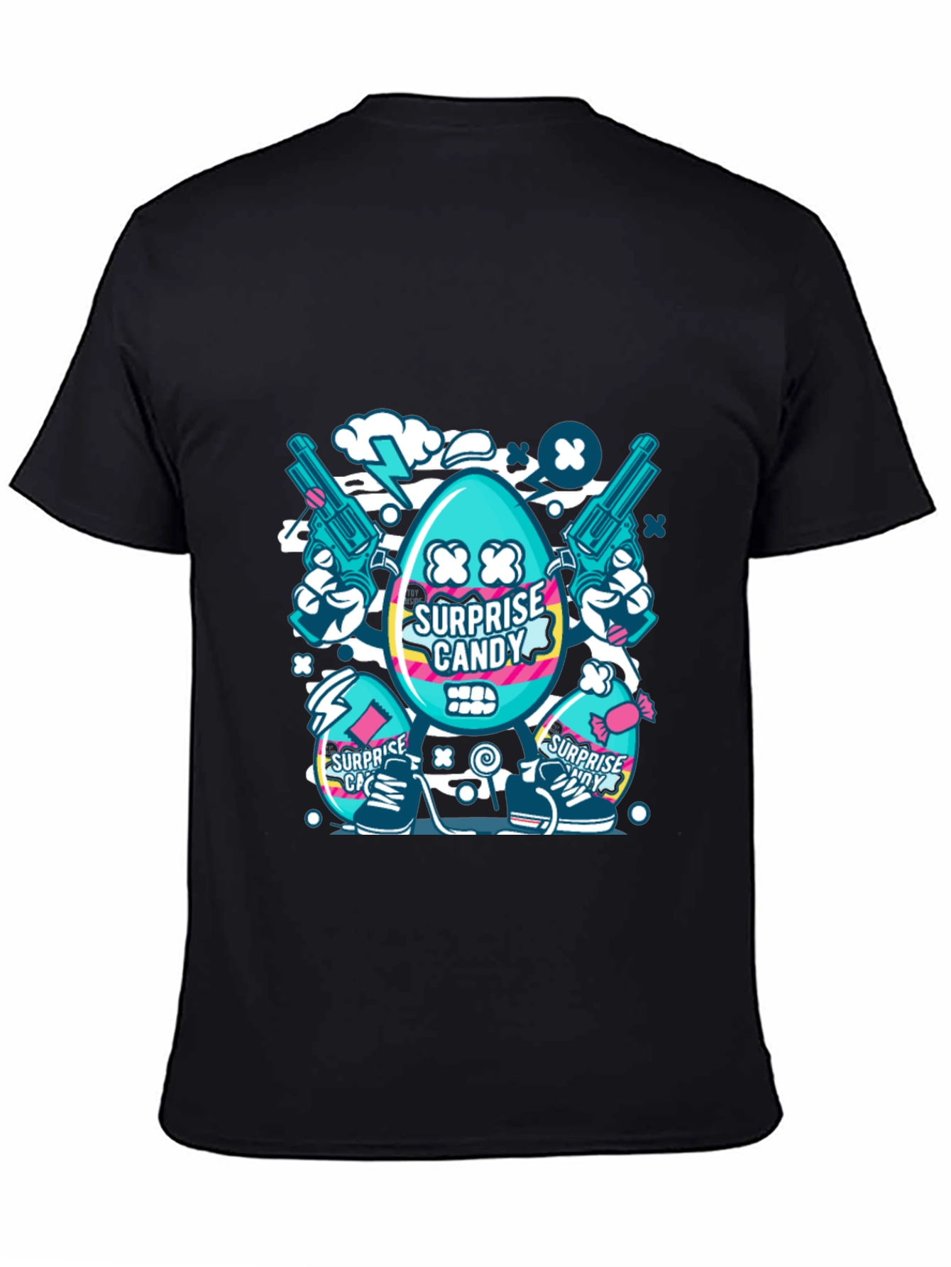 Black Surprise Candy Graphic T-Shirt - Funky Streetwear view 4
