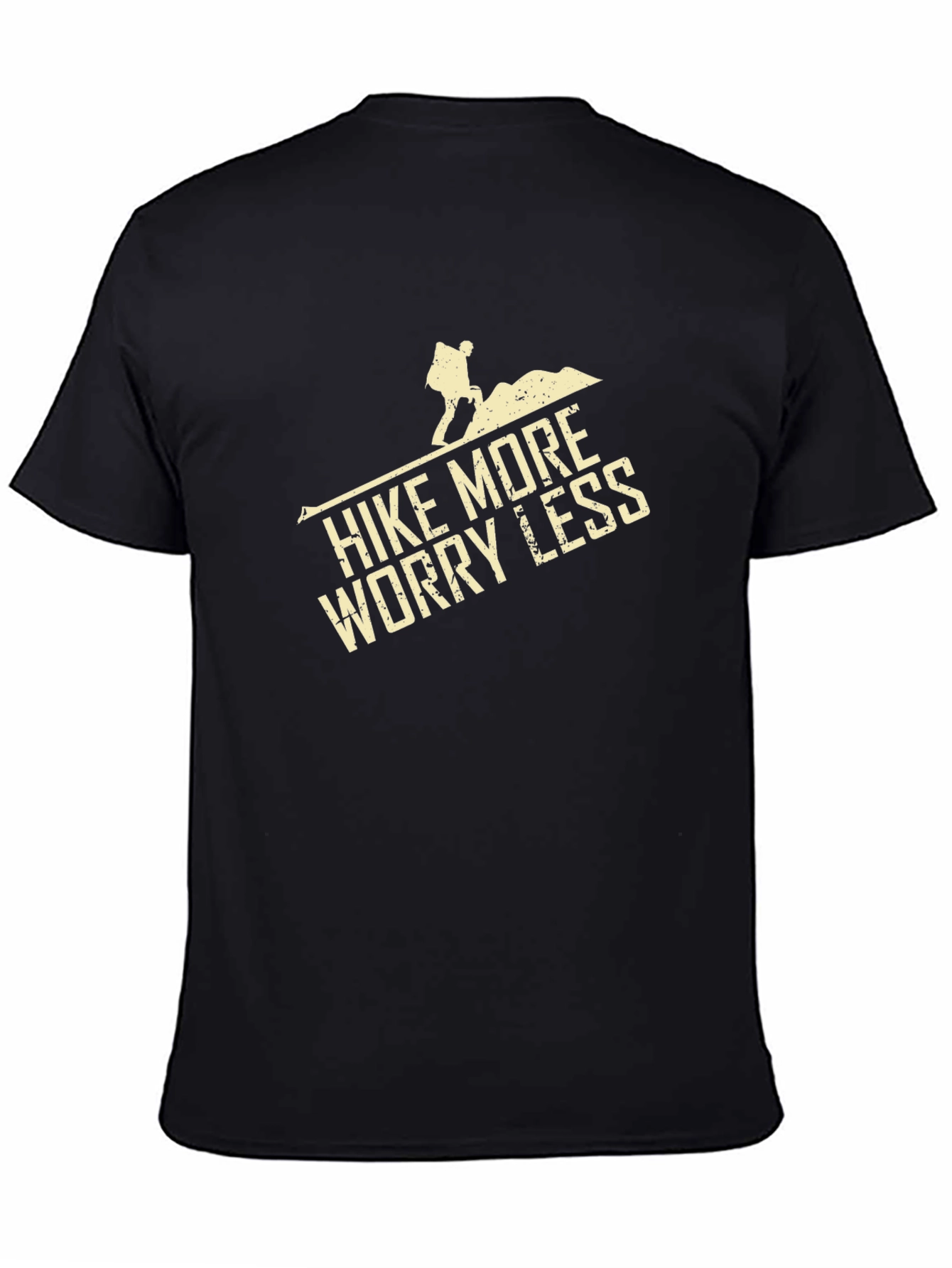 Black Hike More Worry Less T-Shirt, Outdoor Adventure view 4