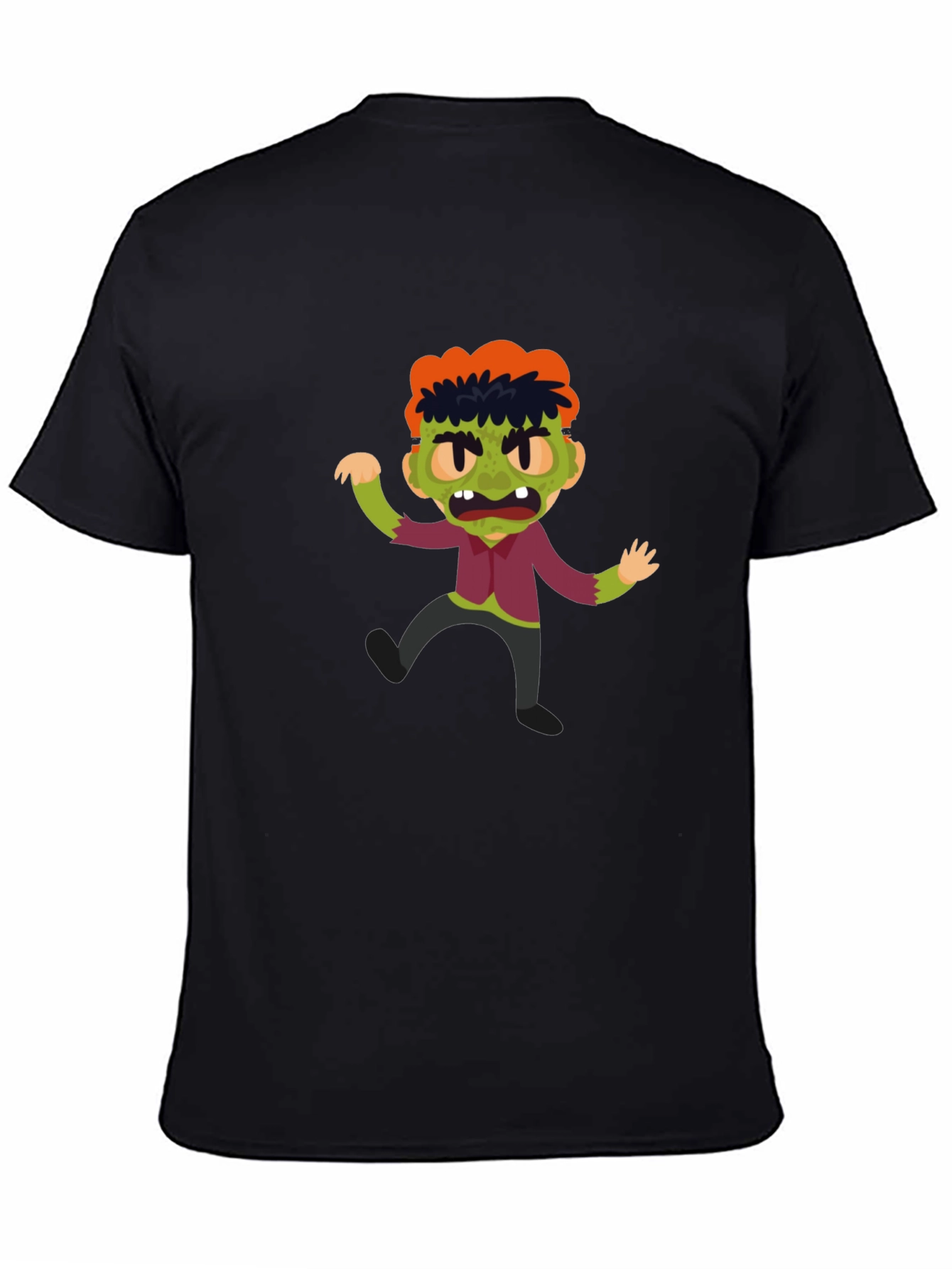 Black Zombie Cartoon Graphic T-Shirt view 4