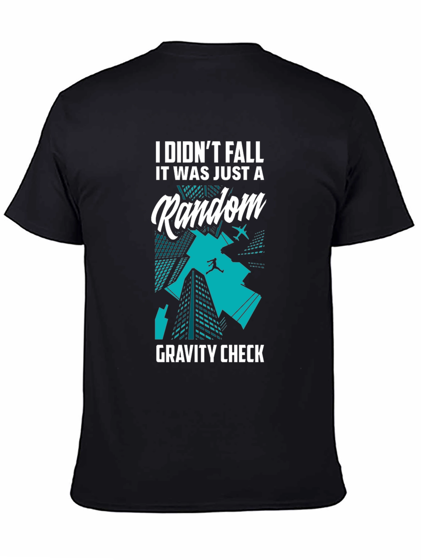 Black Random Gravity Check Black T-Shirt view 4