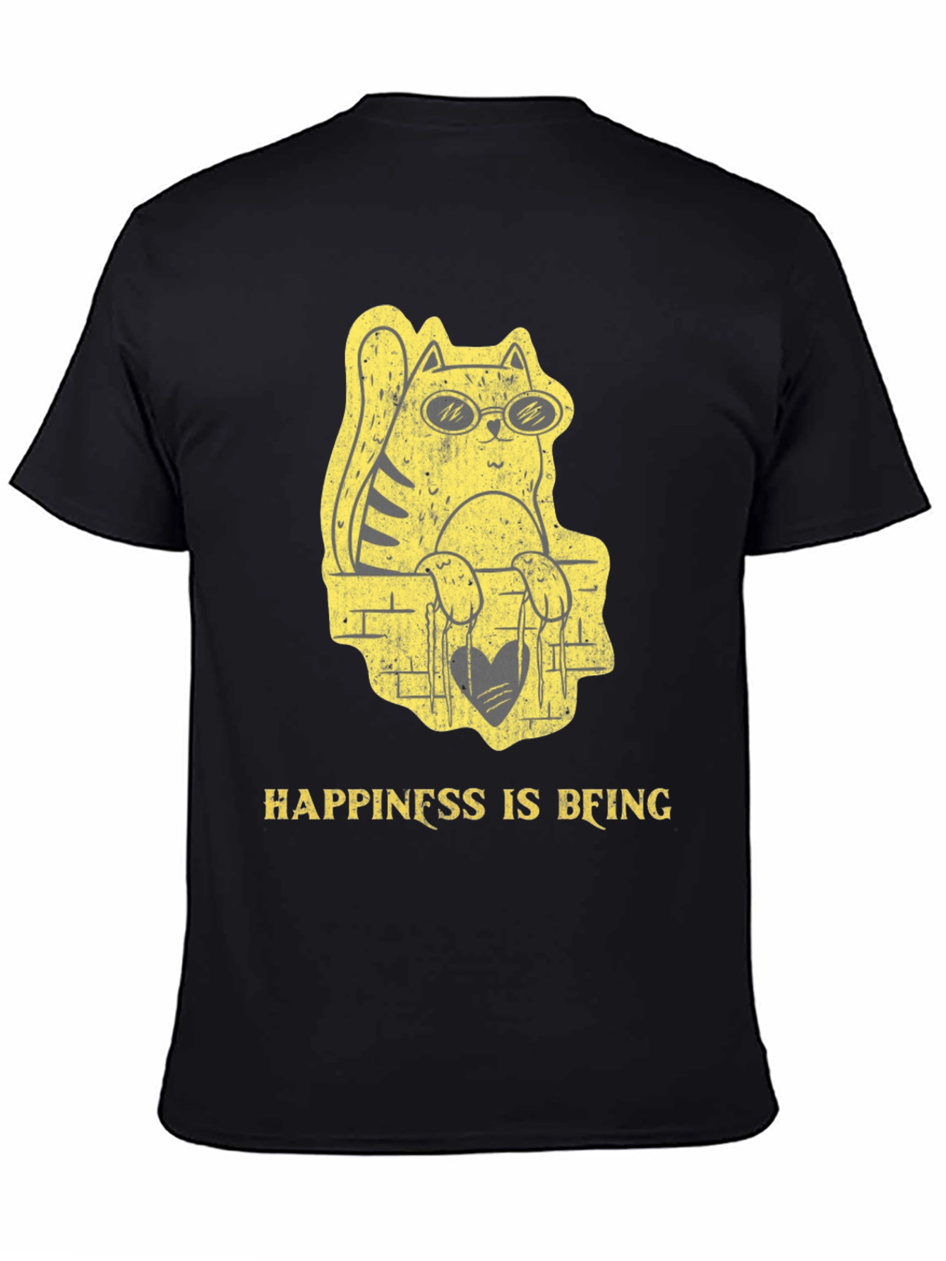 Black Cool Cat Graphic Tee - Happiness Is Being view 4