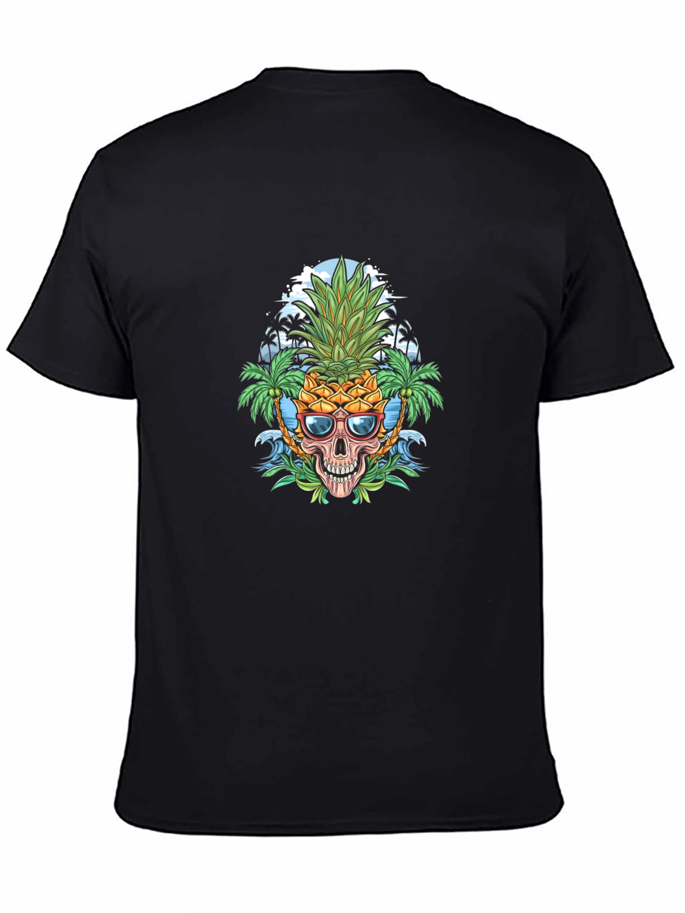 Black Pineapple Skull Graphic Tee - Tropical Vibes view 4