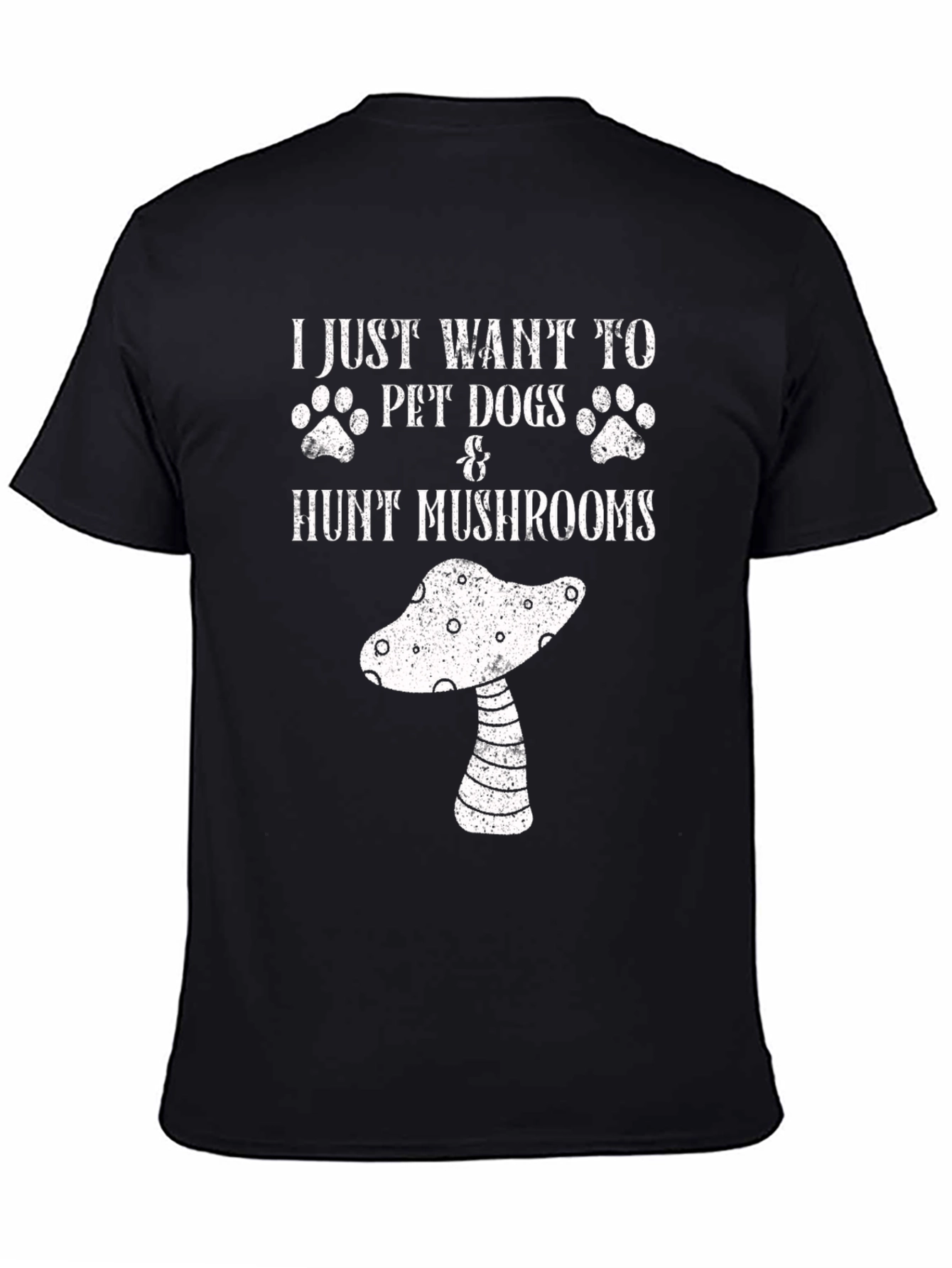 Black Dog & Mushroom Lover T-Shirt - Fun Graphic Tee view 4