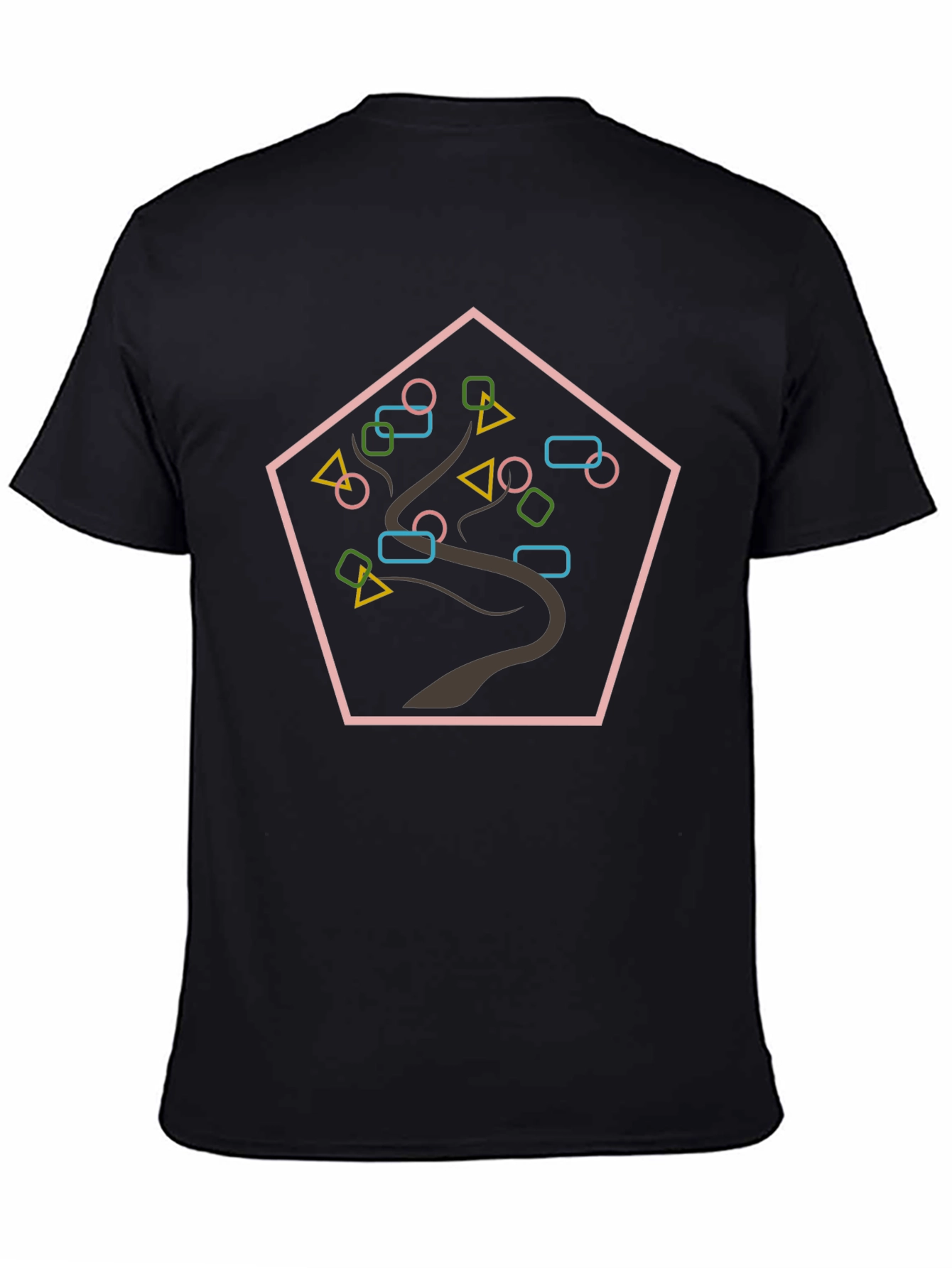 Black Geometric Tree Graphic Tee - Black view 4