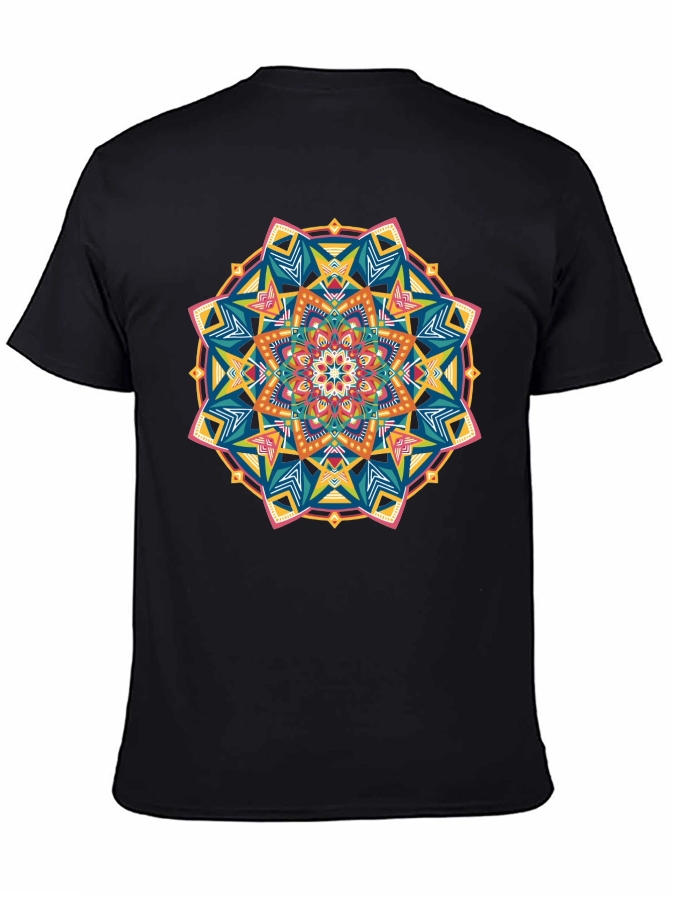 Black Vibrant Mandala Graphic Black T-Shirt view 4