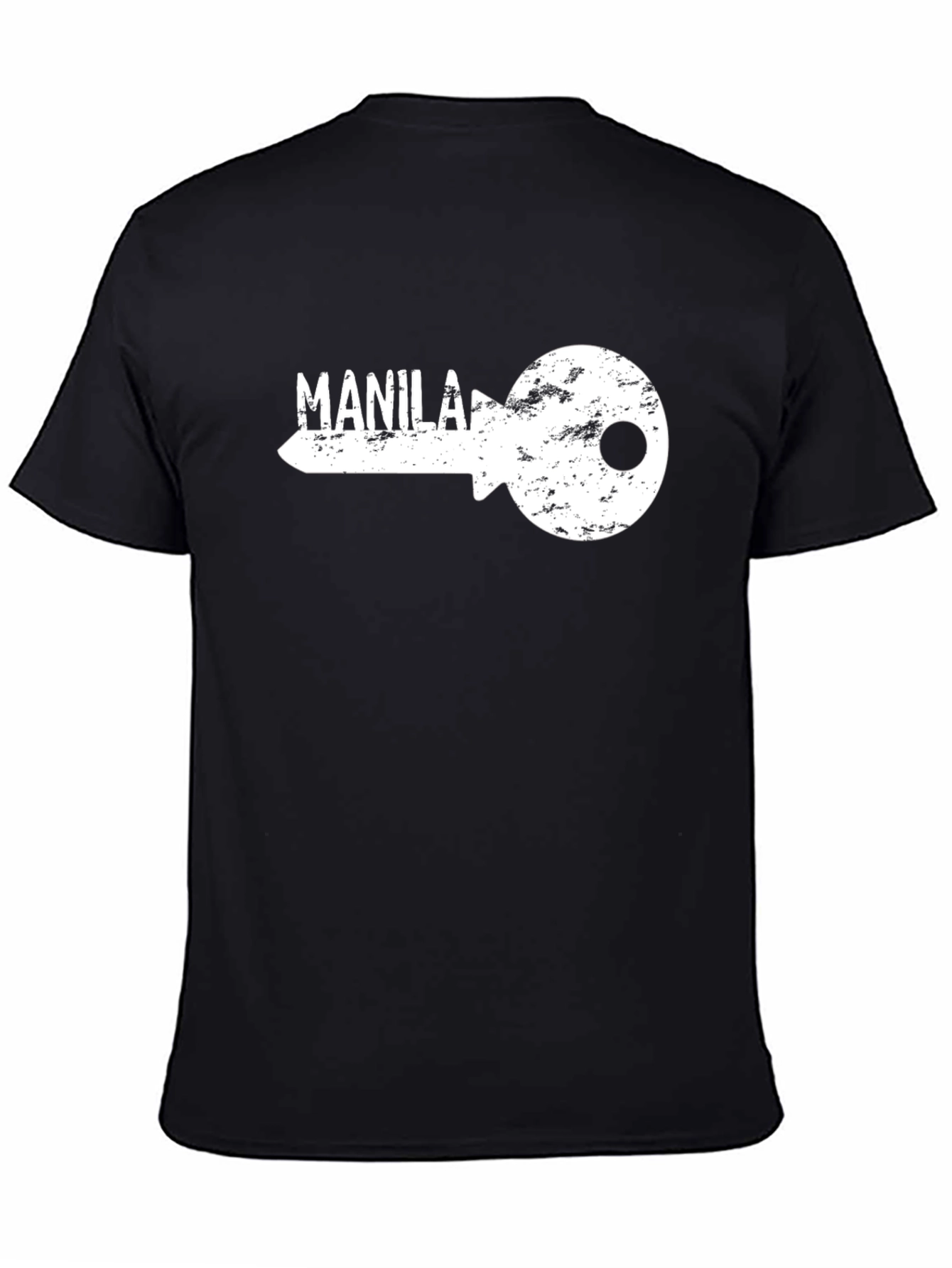 Black Manila Key Graphic T-Shirt - Black Crew Neck Tee view 4