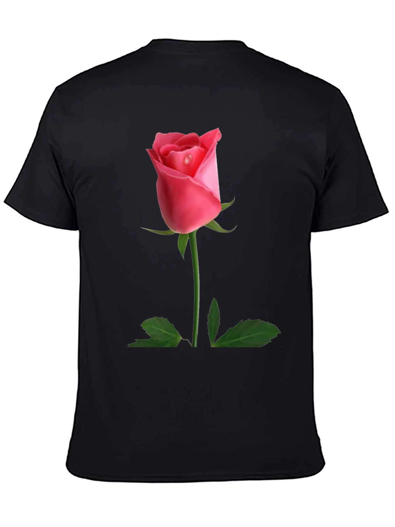 Black Rose Graphic Tee - Classic Black Cotton Blend view 4