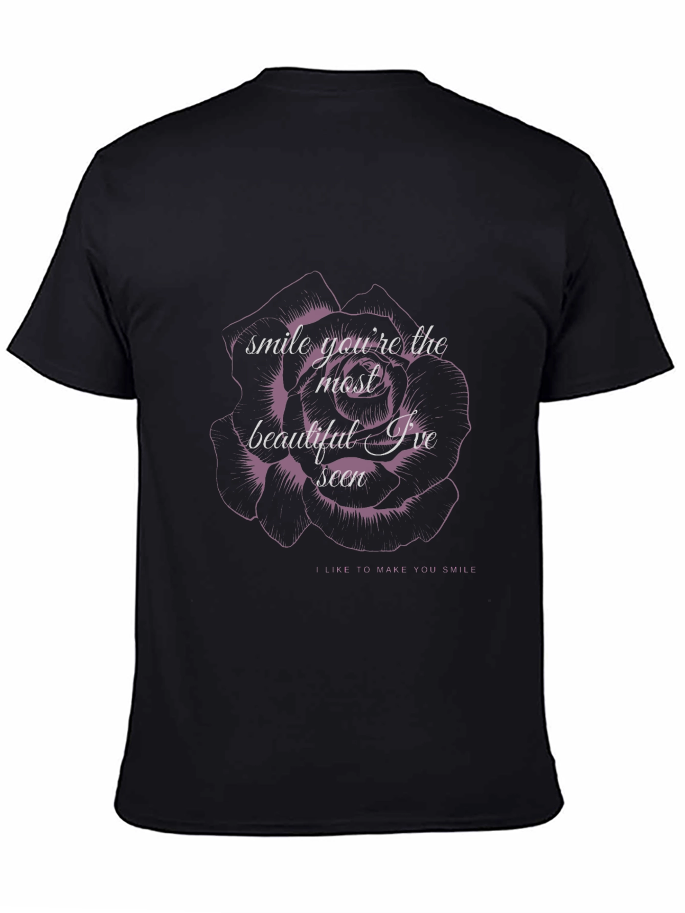 Black Floral Smile Graphic Tee - Comfortable Black T-Shirt view 4