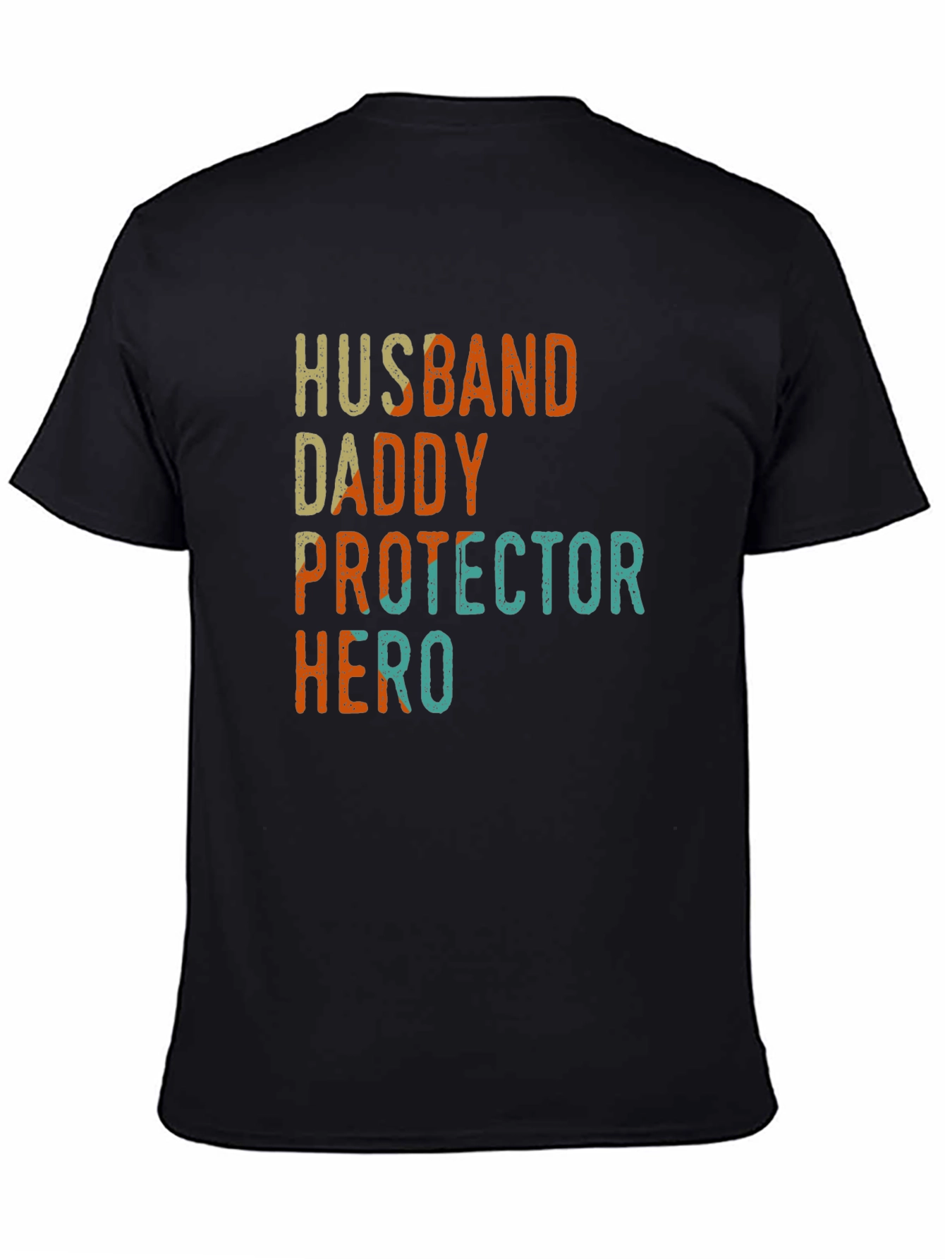 Black Husband Daddy Protector Hero Graphic T-Shirt view 4