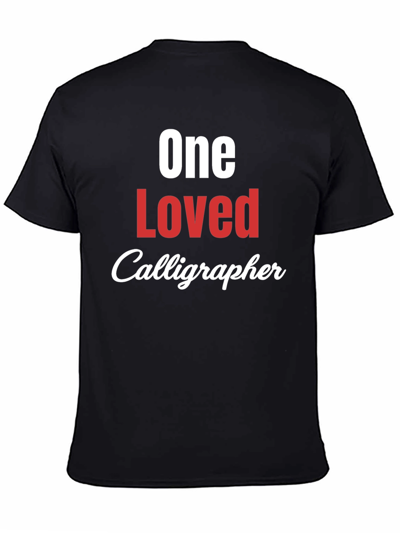 Black One Loved Calligrapher Graphic T-Shirt view 4