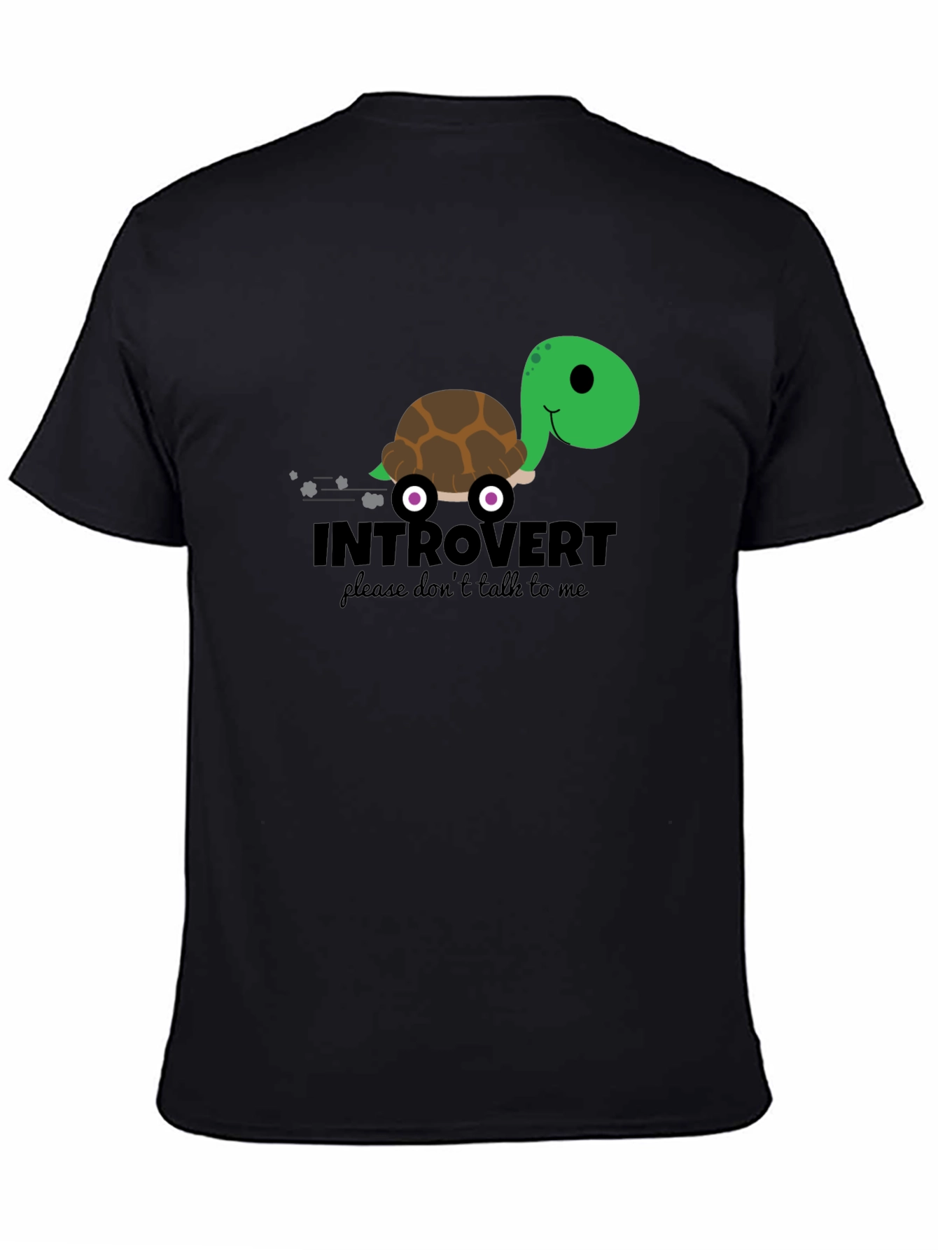 Black Introvert Turtle T-Shirt - Funny Graphic Tee view 4