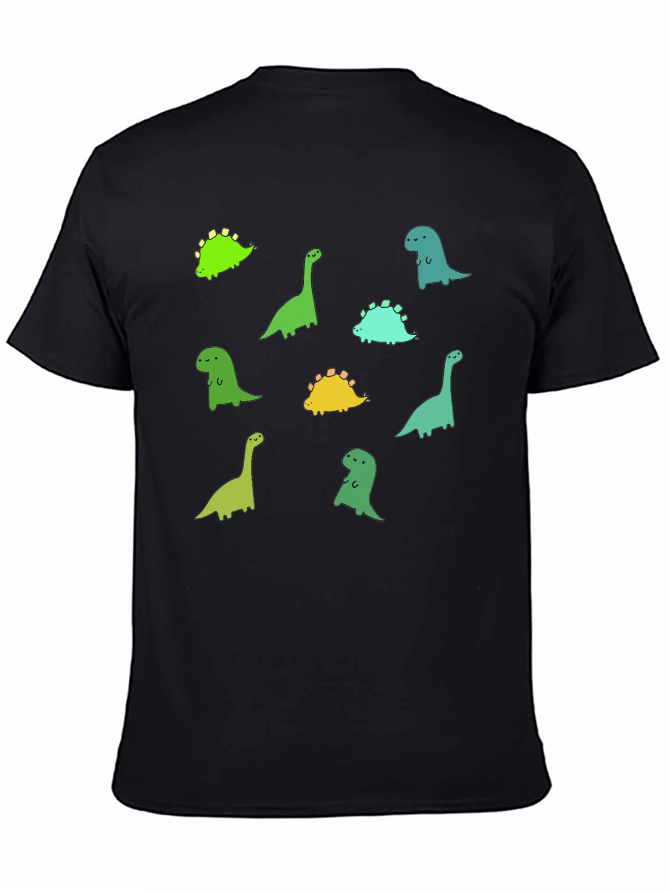 Black Cute Dinosaur Print Black T-Shirt view 4